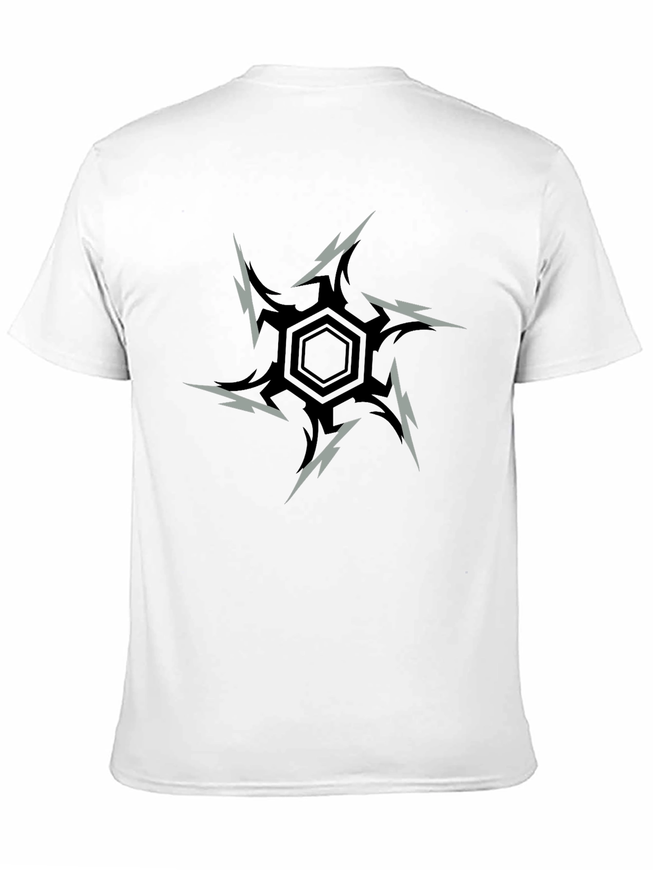 Edgy Hex Graphic Tee - Black Cotton Blend