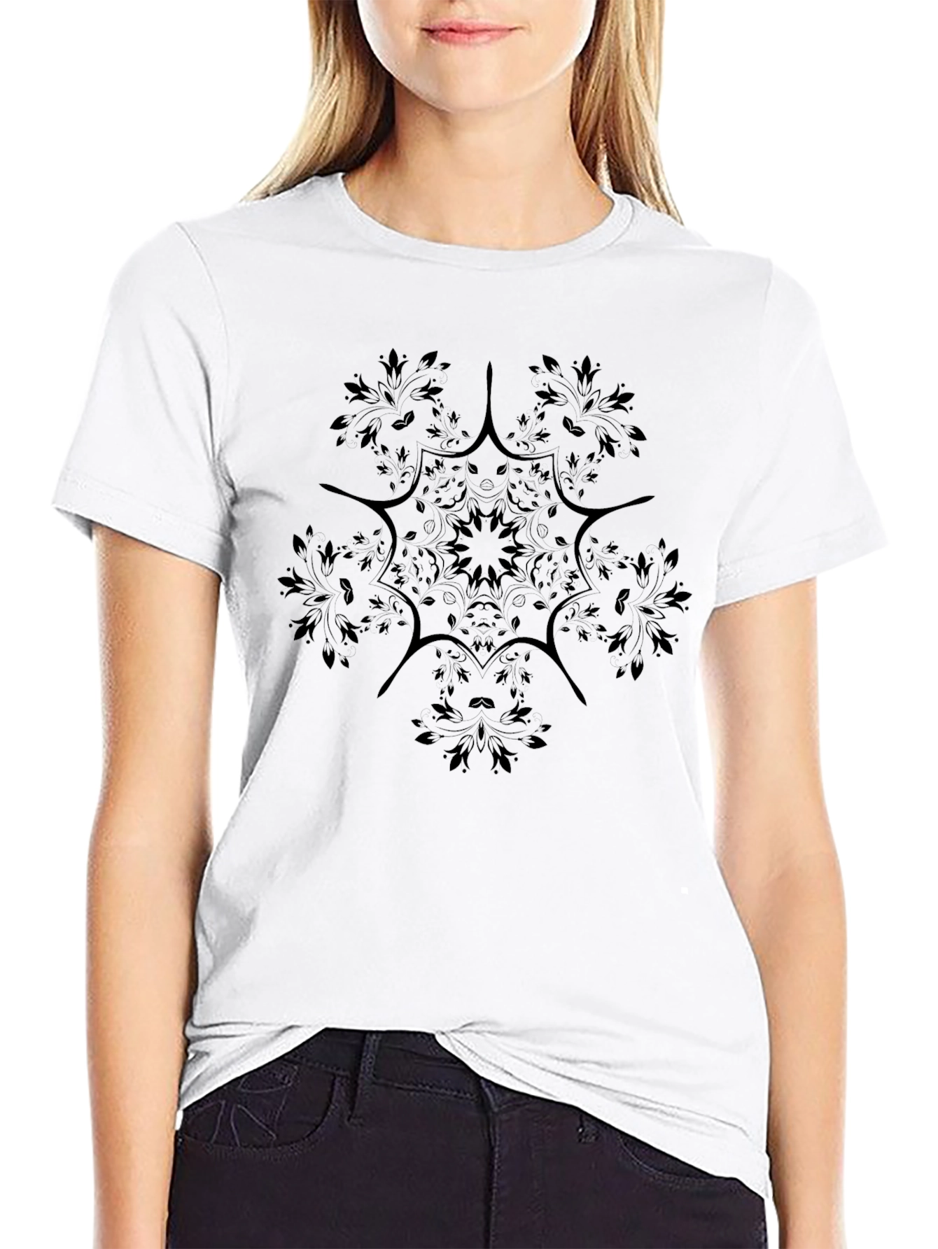 Mens Black Graphic Mandala T-Shirt