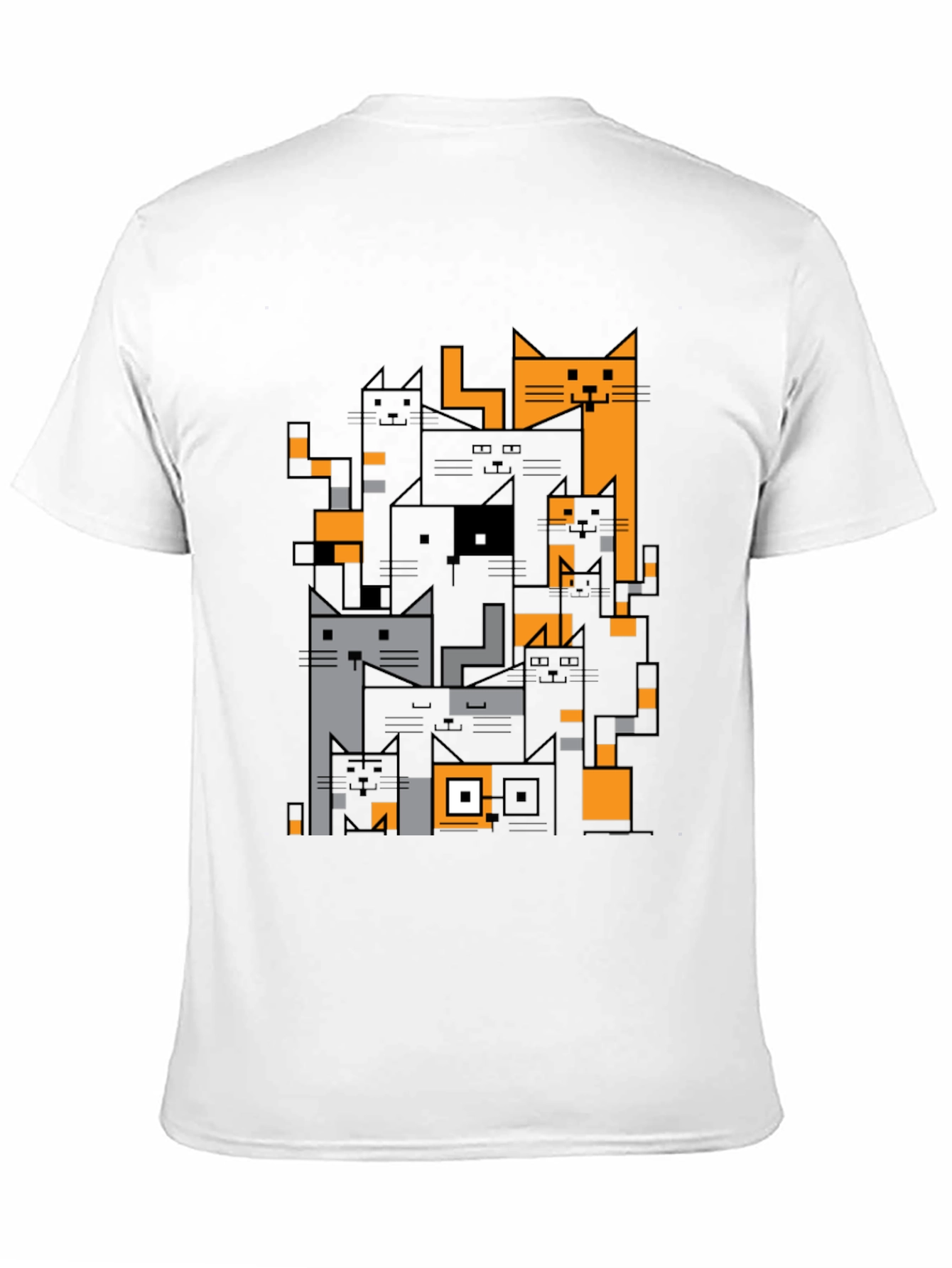 Geometric Cats Black Graphic Tee