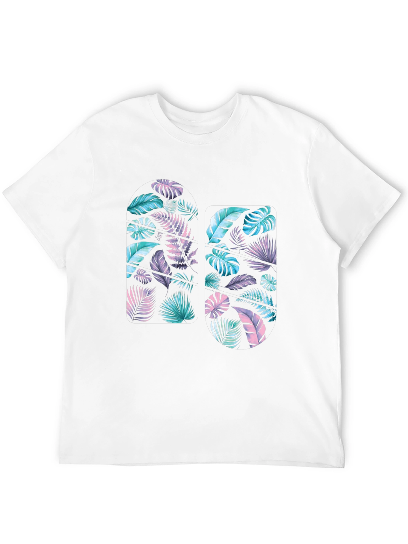 Tropical Leaf Print Black T-Shirt