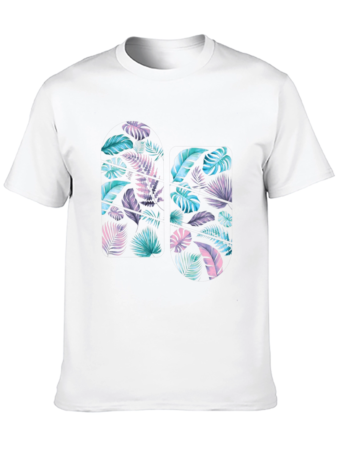 Tropical Leaf Print Black T-Shirt