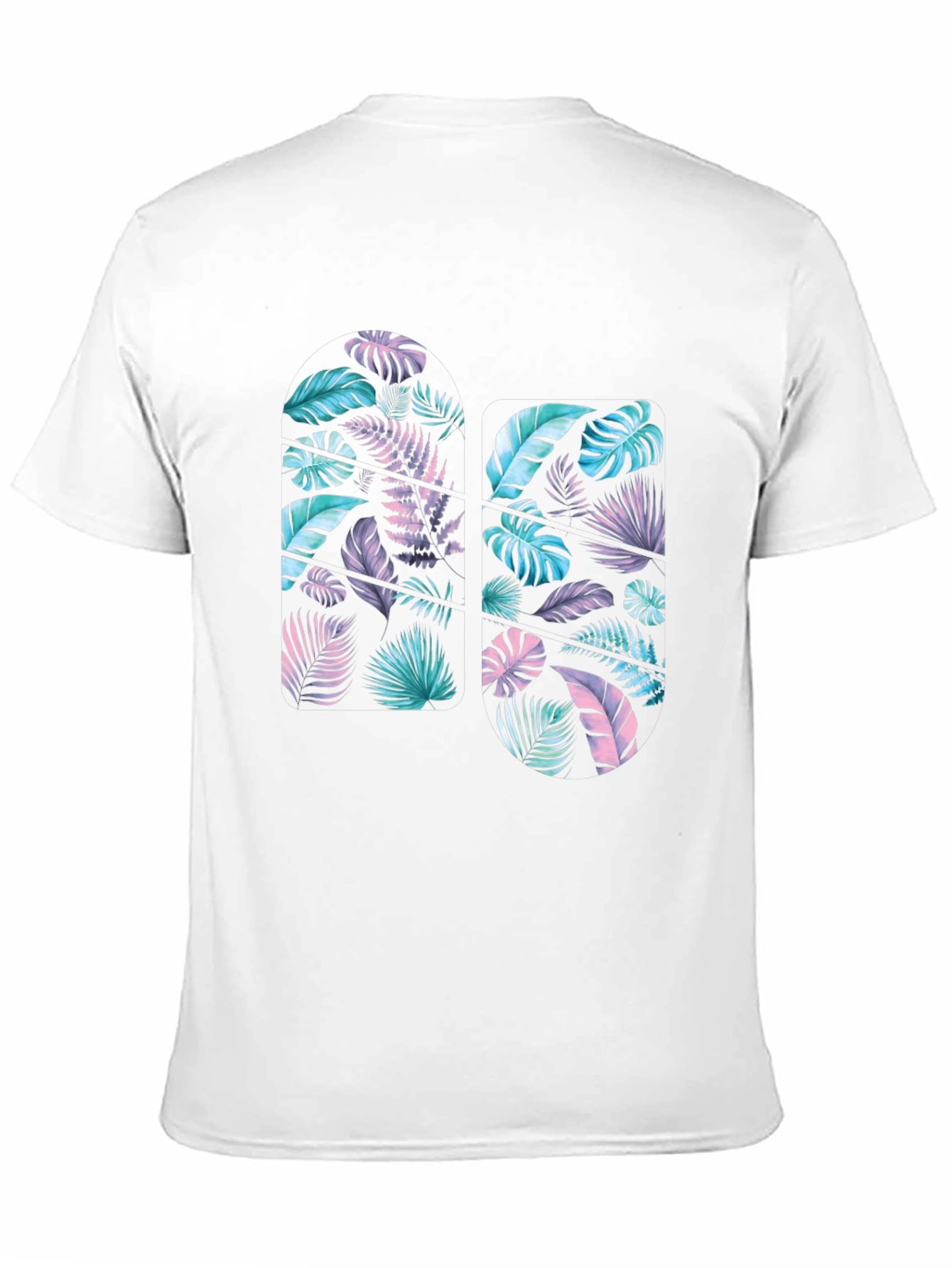 Tropical Leaf Print Black T-Shirt
