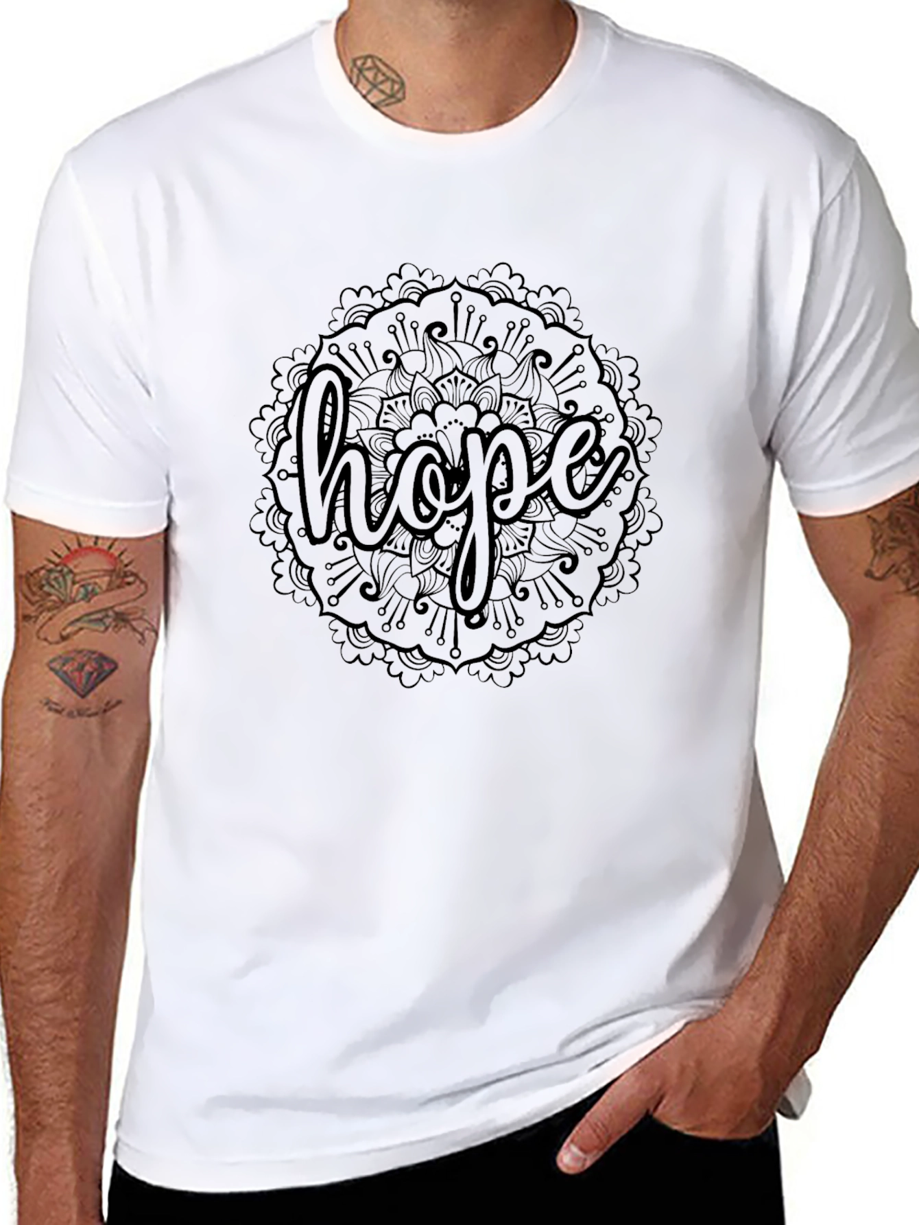 Hope Mandala Graphic Tee - Comfort Fit Black
