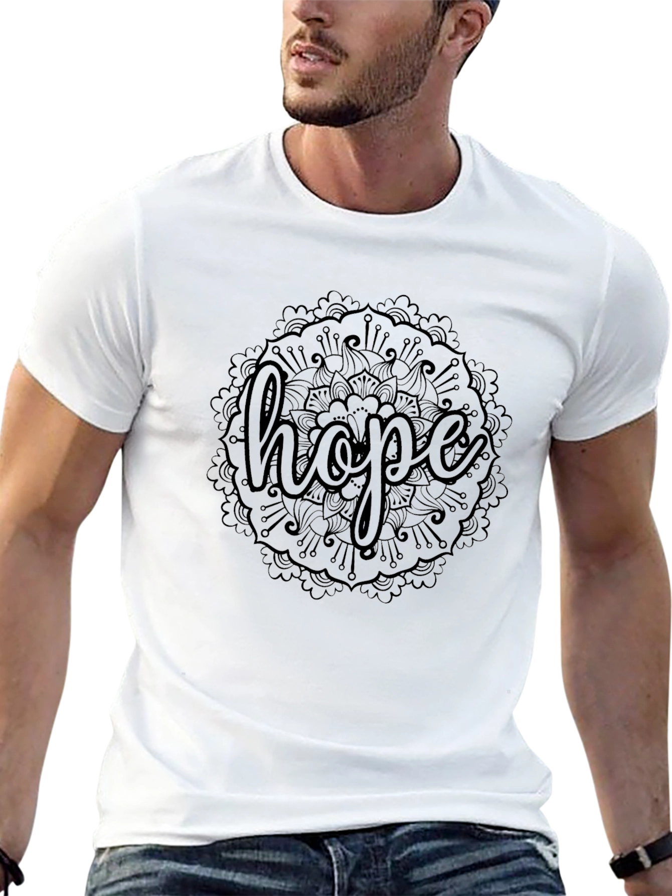 Hope Mandala Graphic Tee - Comfort Fit Black