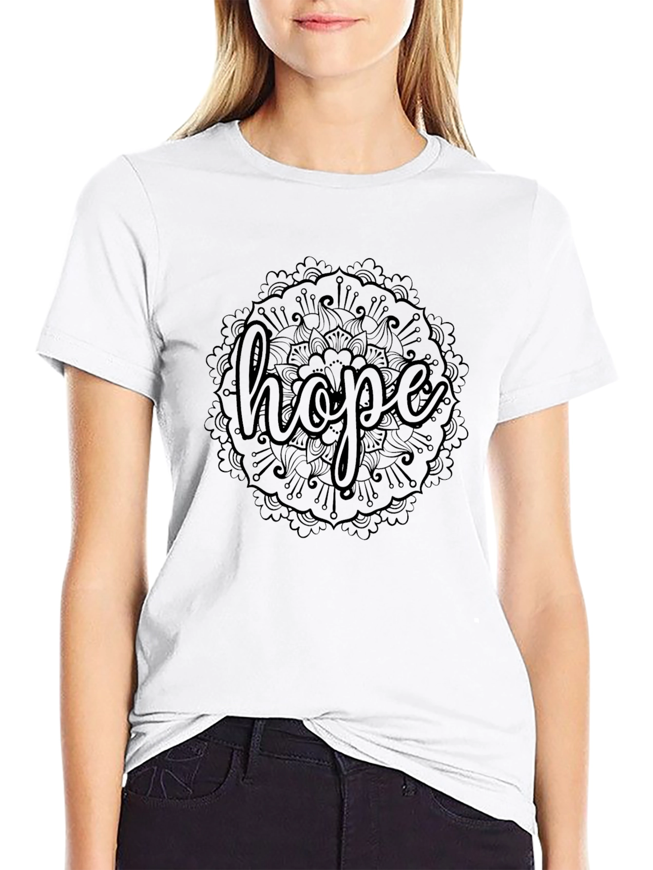 Hope Mandala Graphic Tee - Comfort Fit Black