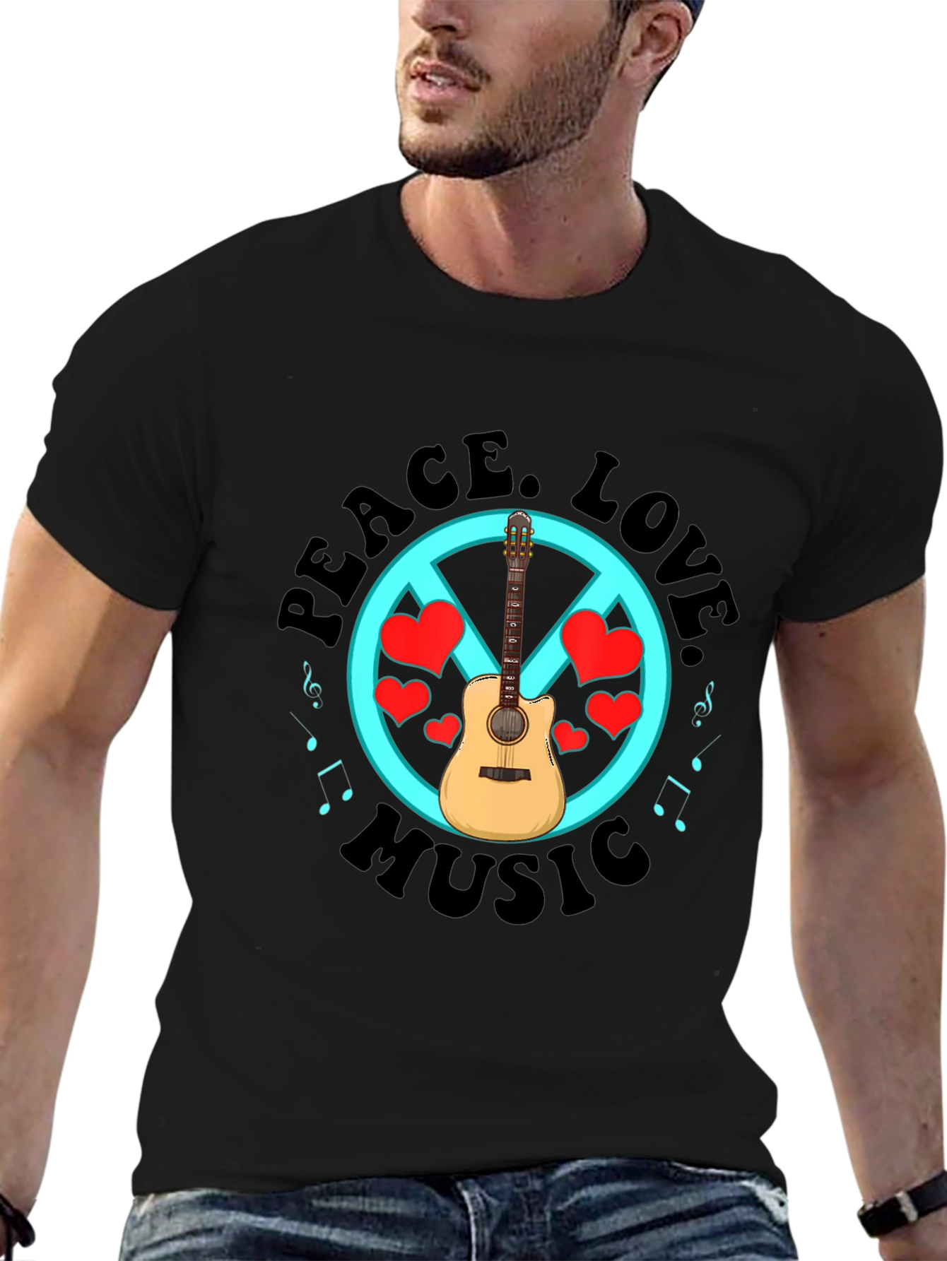 Peace Love Music Graphic T-Shirt