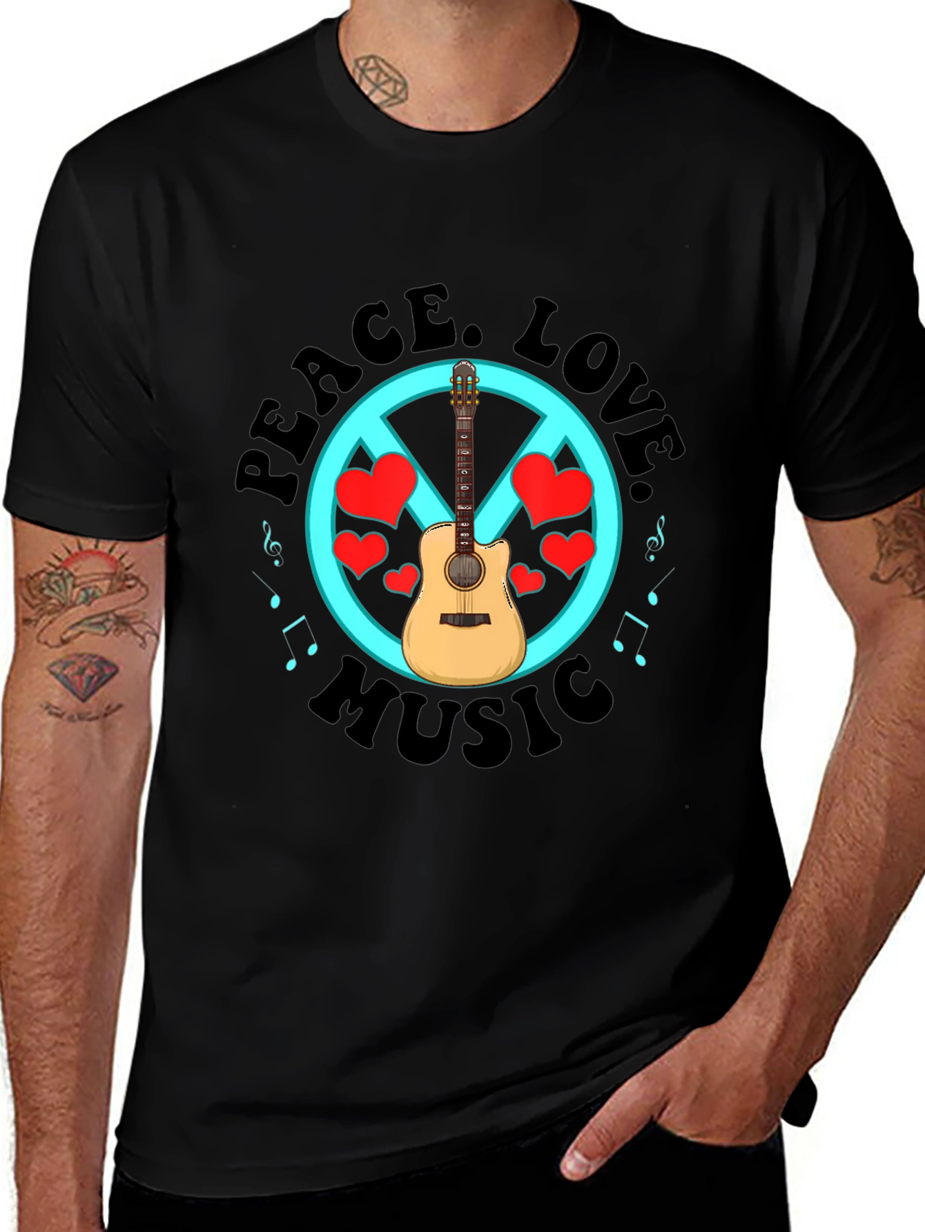 Peace Love Music Graphic T-Shirt