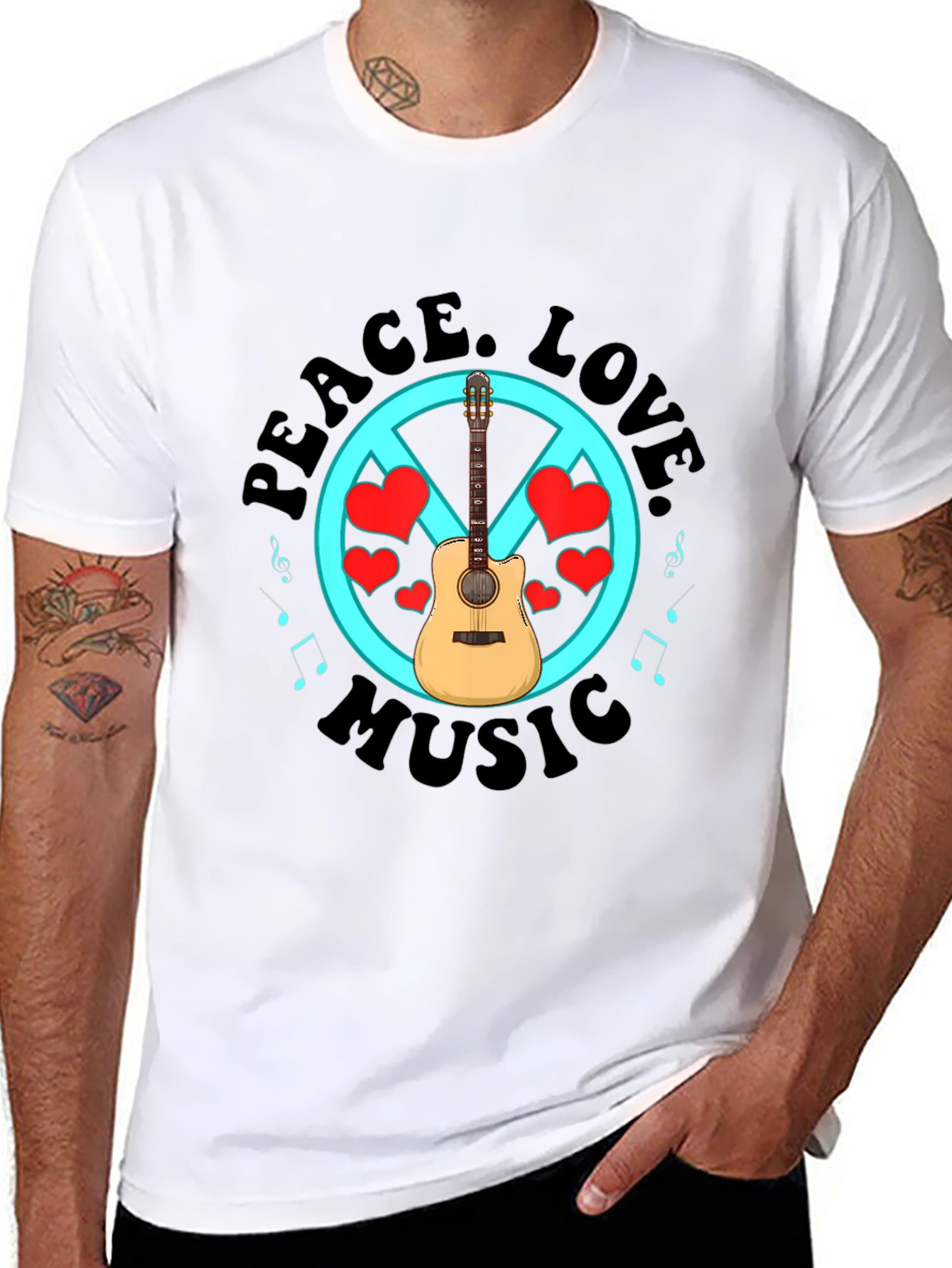 Peace Love Music Graphic T-Shirt