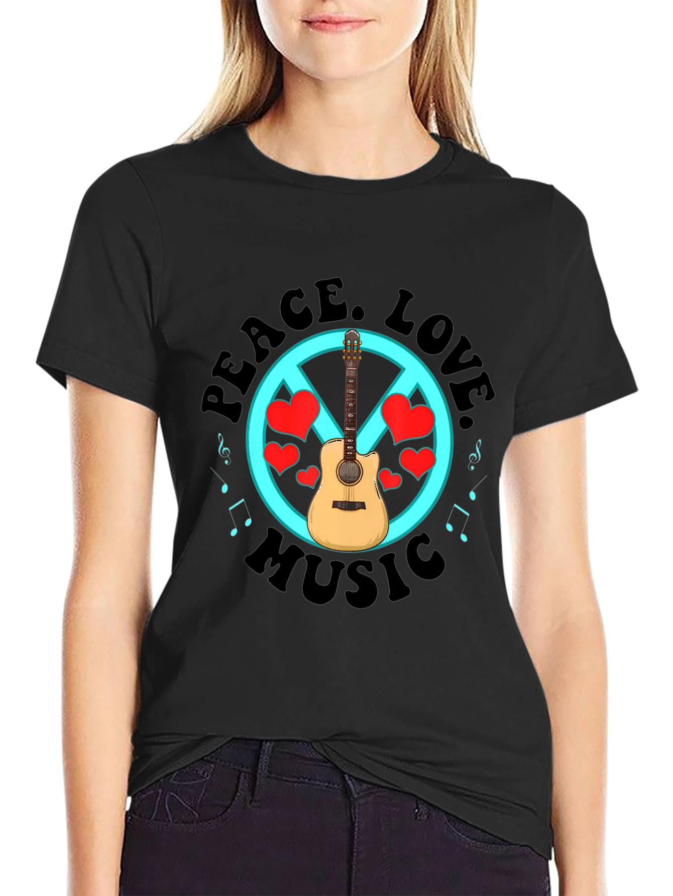 Peace Love Music Graphic T-Shirt