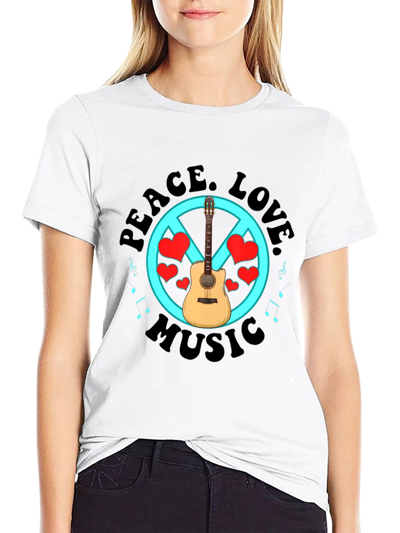 Peace Love Music Graphic T-Shirt