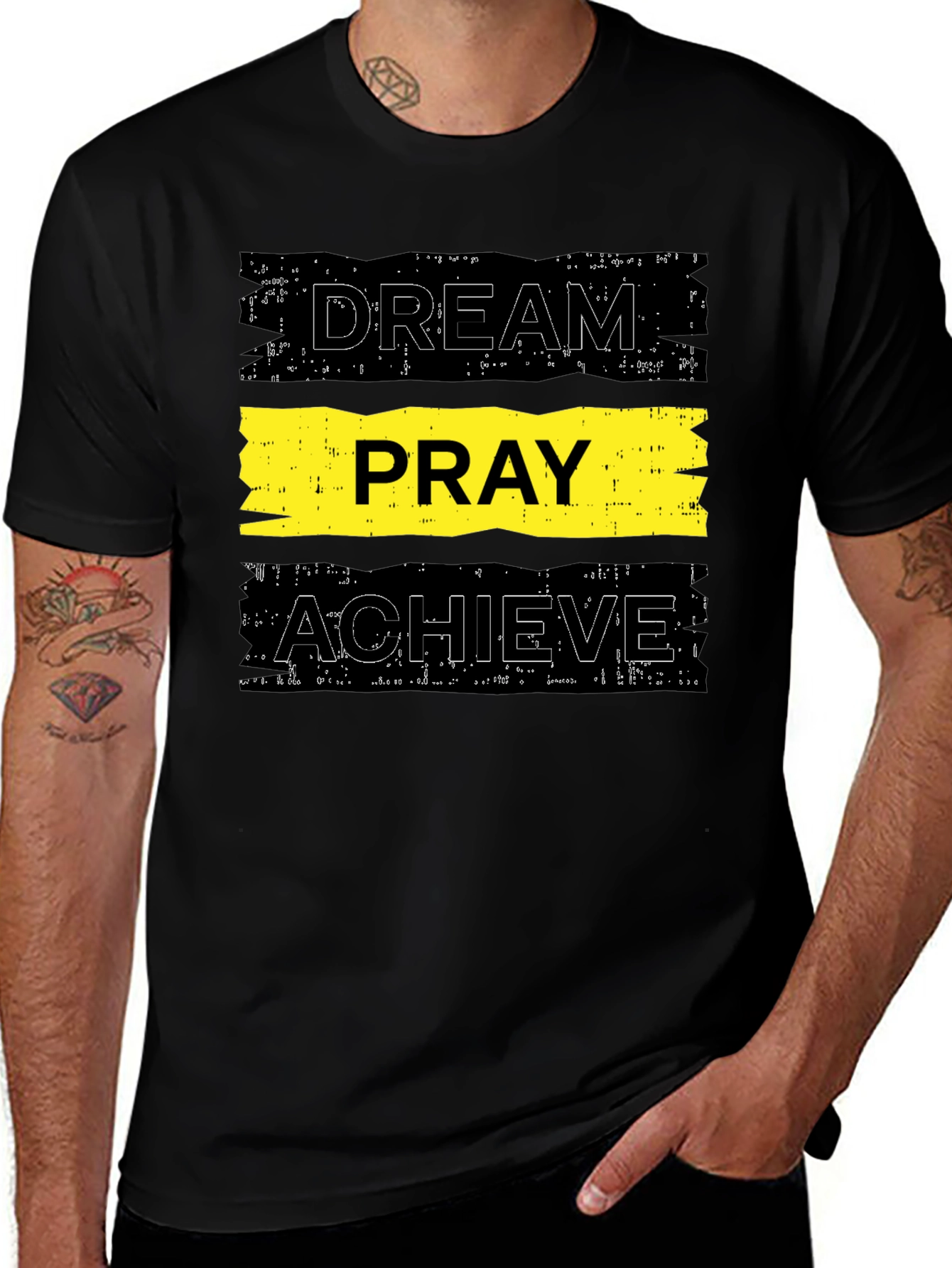Dream Pray Achieve Graphic Tee - Black