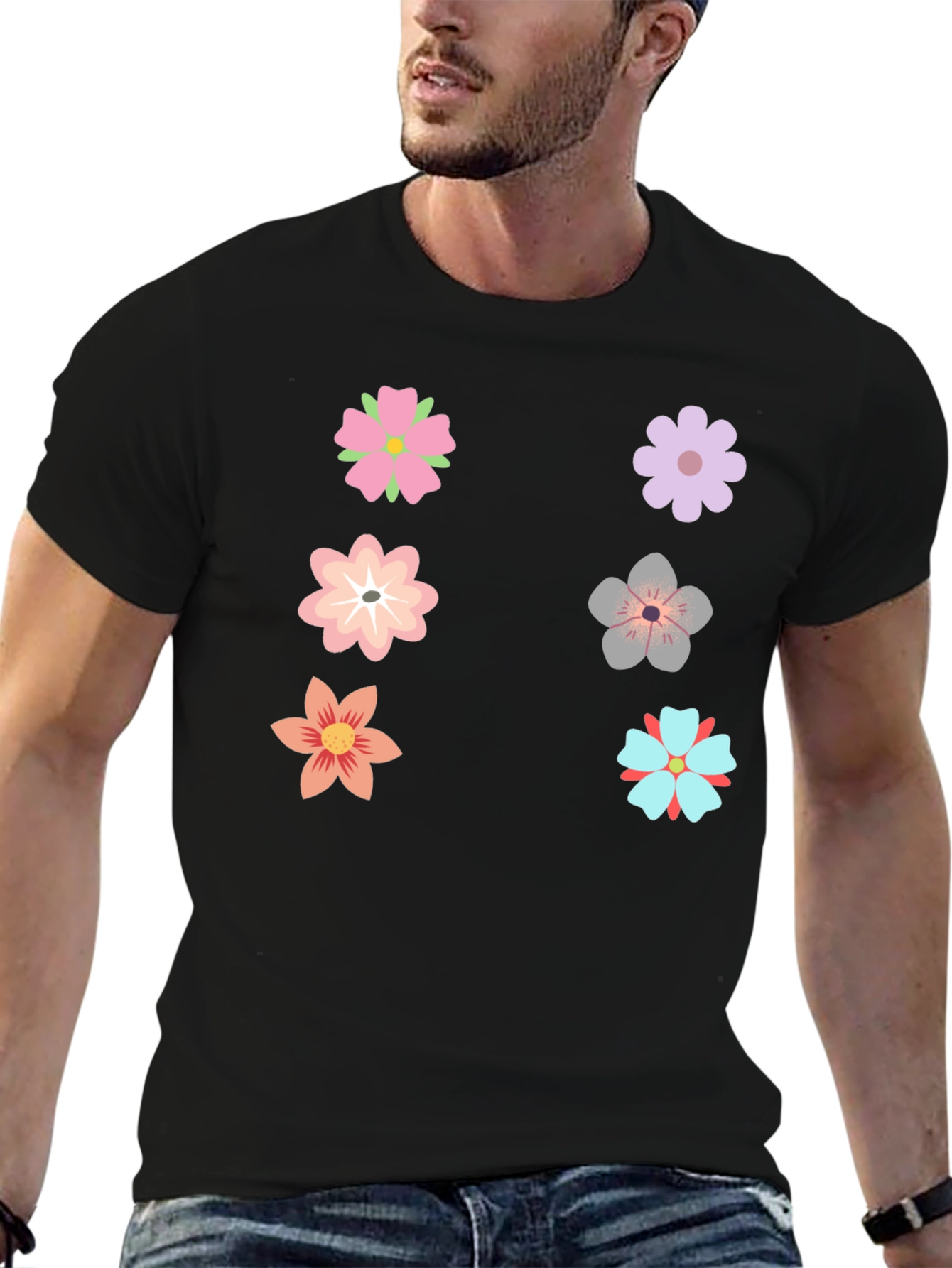 Floral Graphic T-Shirt - Black