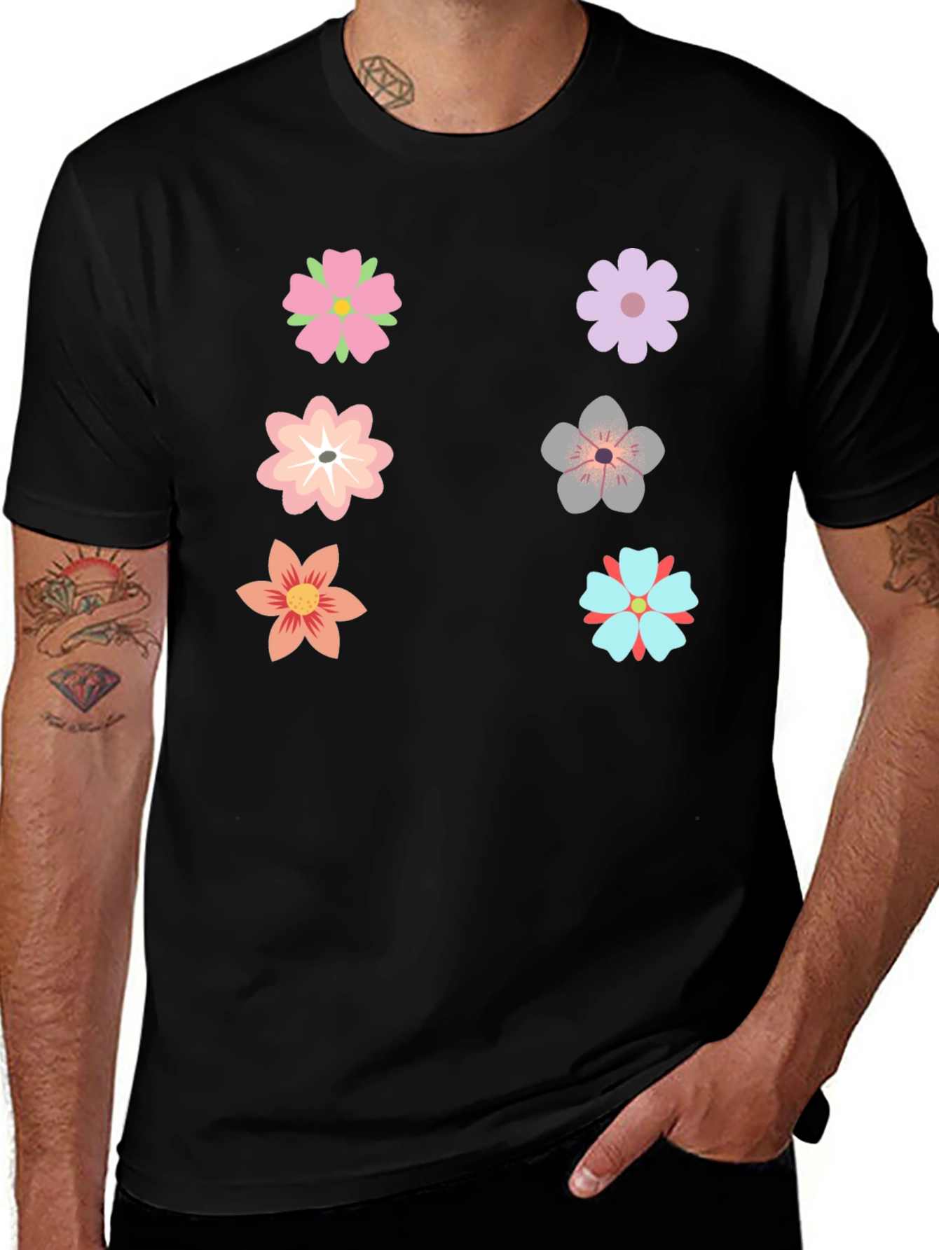 Floral Graphic T-Shirt - Black