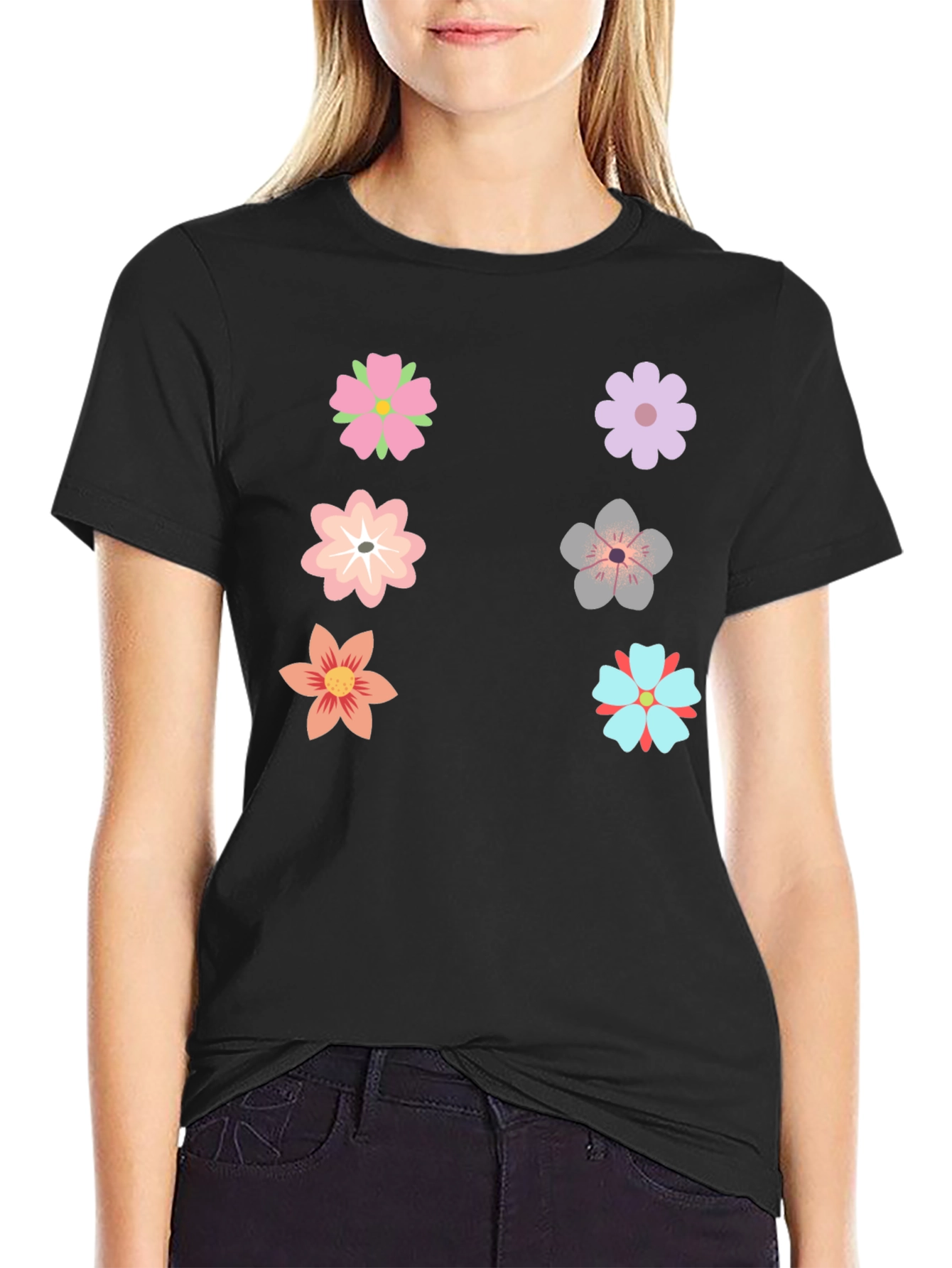 Floral Graphic T-Shirt - Black