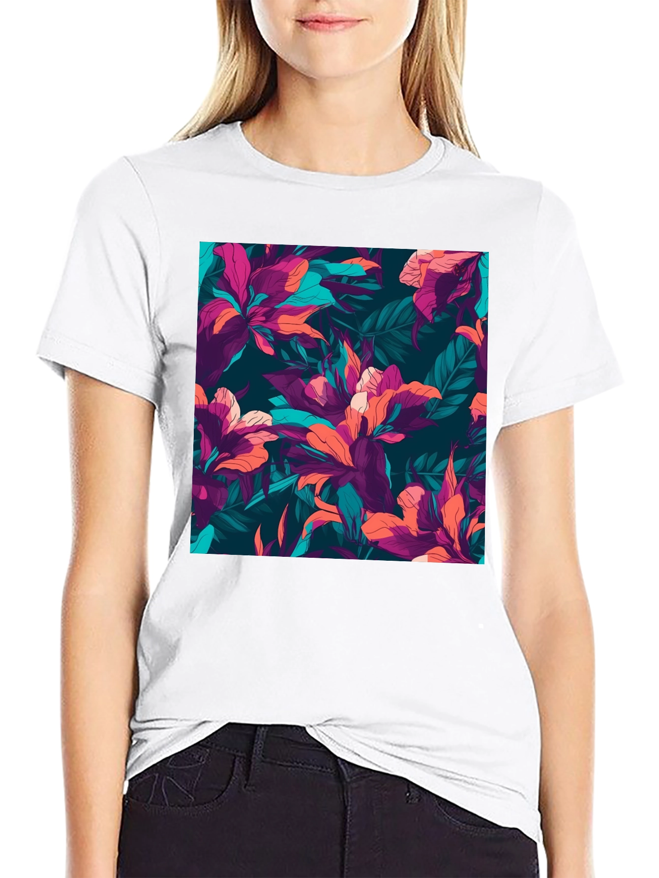 Floral Print Mens T-Shirt - Tropical Style