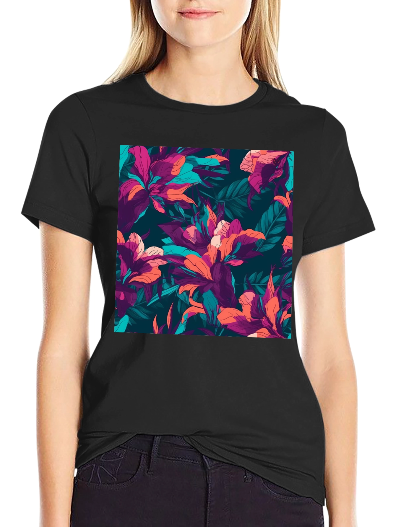 Floral Print Mens T-Shirt - Tropical Style