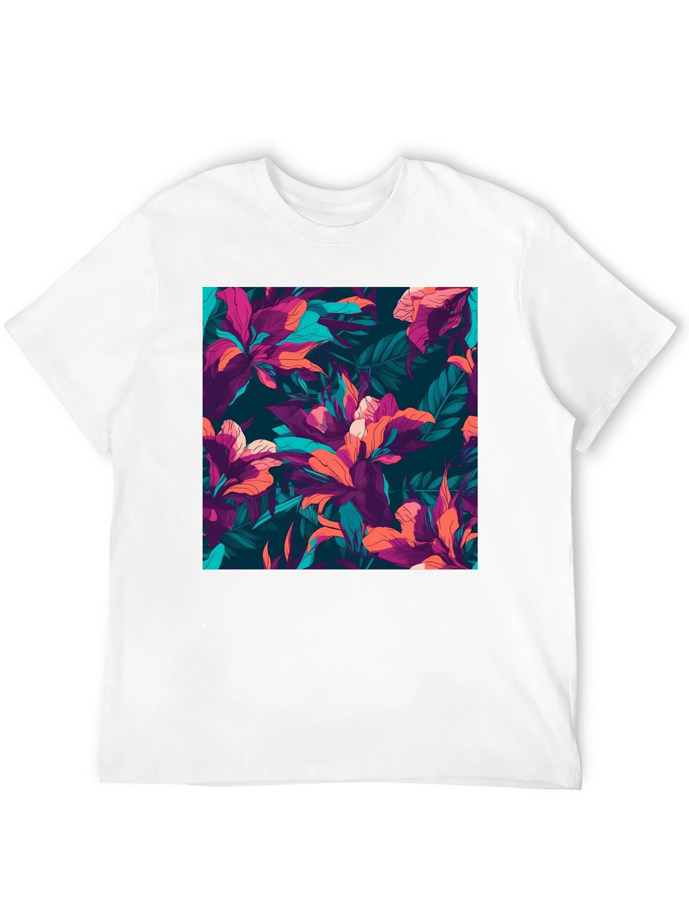 Floral Print Mens T-Shirt - Tropical Style