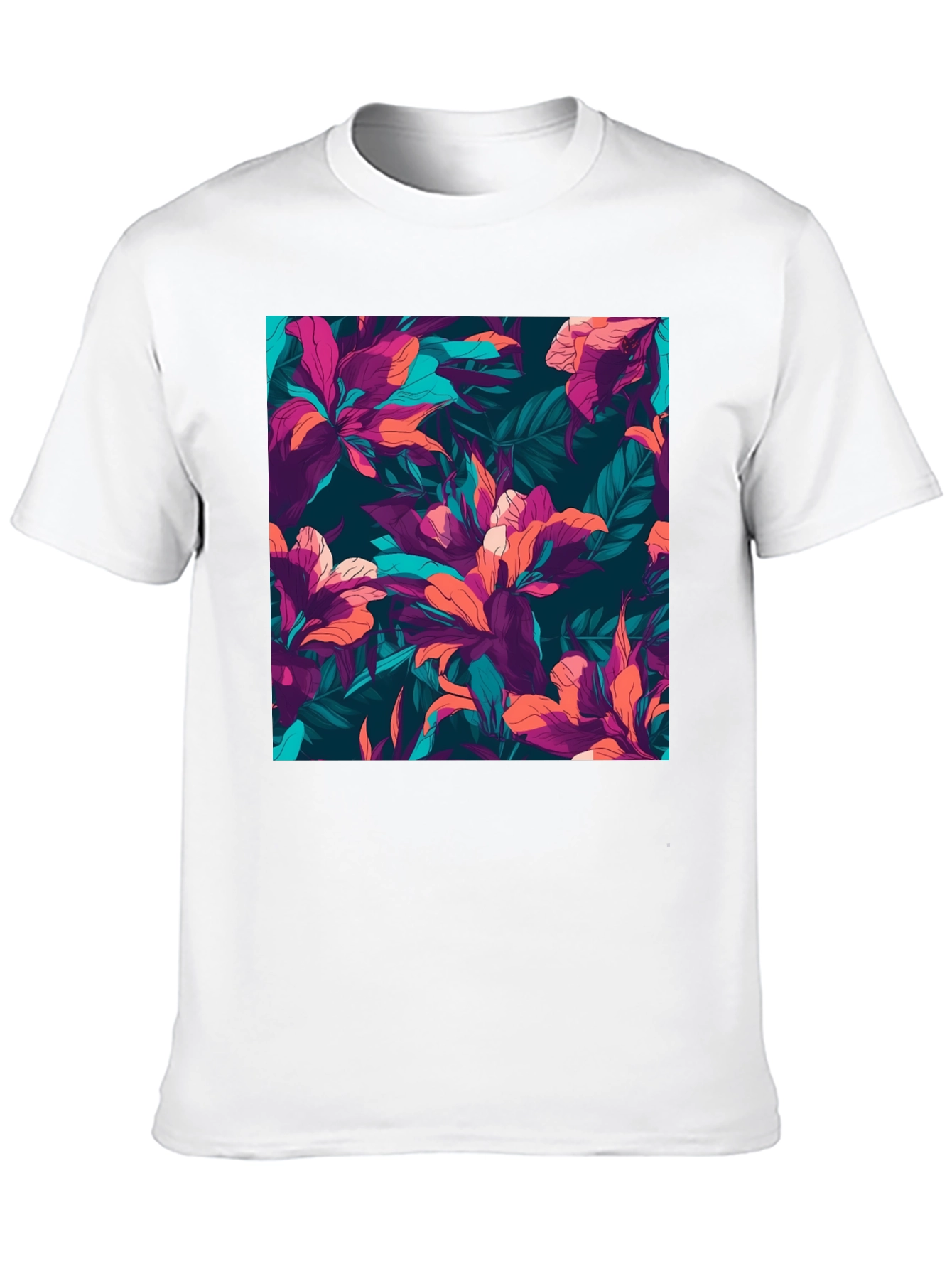 Floral Print Mens T-Shirt - Tropical Style