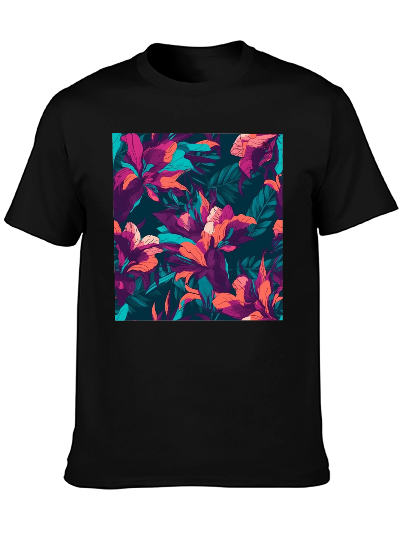 Floral Print Mens T-Shirt - Tropical Style