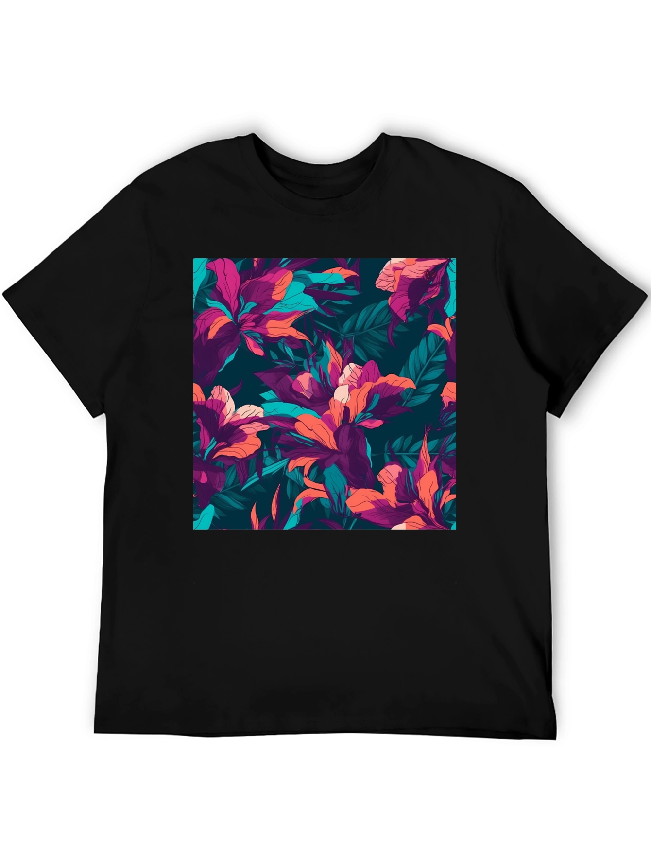 Floral Print Mens T-Shirt - Tropical Style