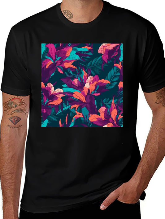 Floral Print Mens T-Shirt - Tropical Style