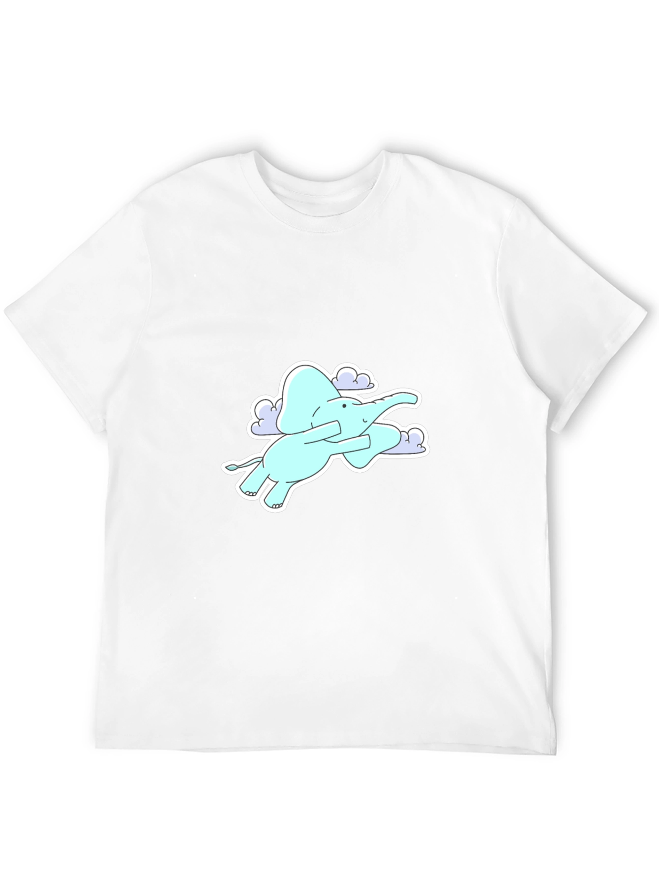 Elephant Flying in Clouds Graphic Tee - Black
