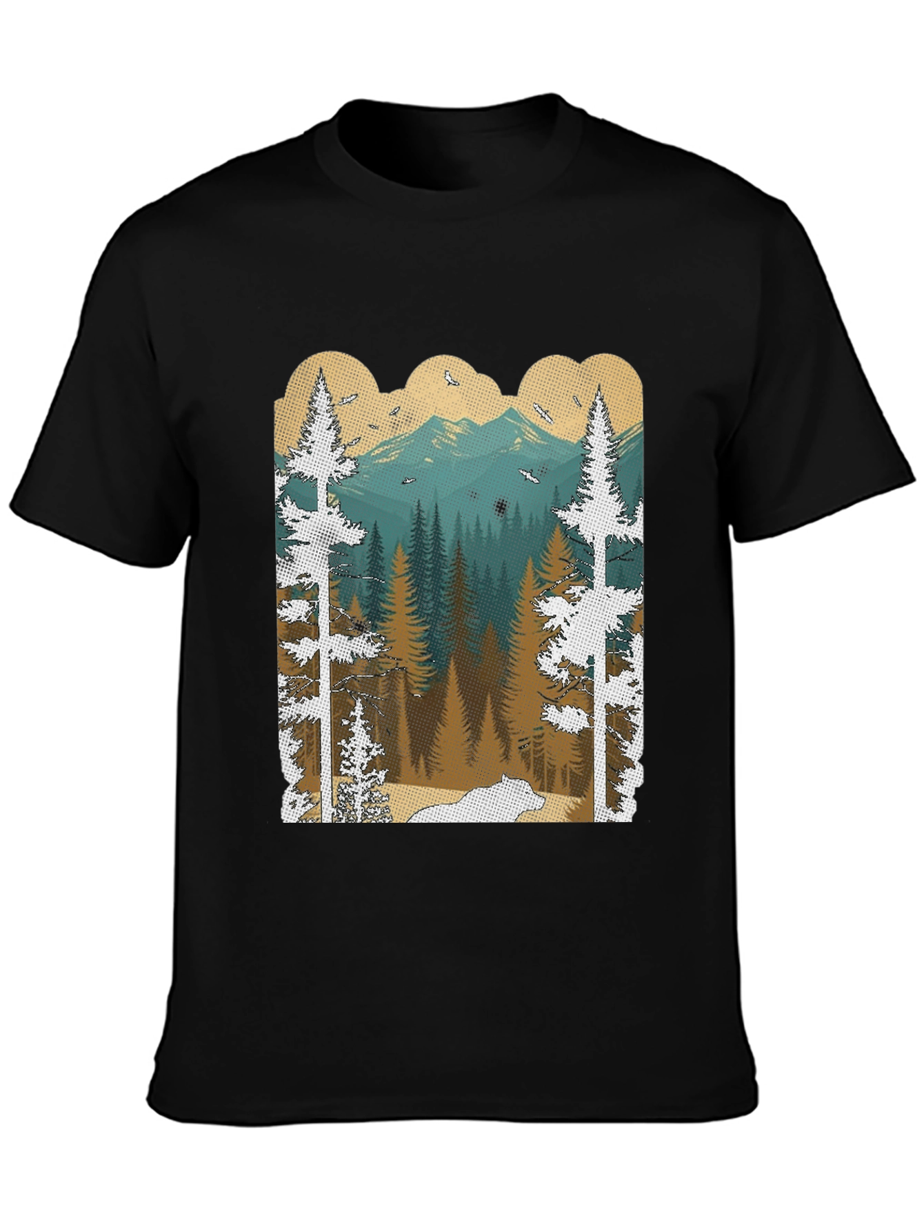 Nature Scene Graphic Tee | Mens Black T-Shirt