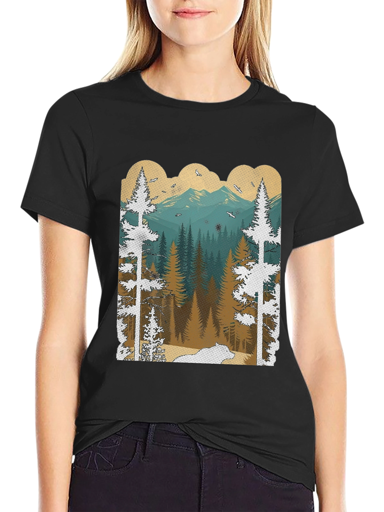 Nature Scene Graphic Tee | Mens Black T-Shirt