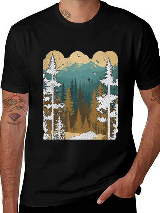 Nature Scene Graphic Tee | Mens Black T-Shirt