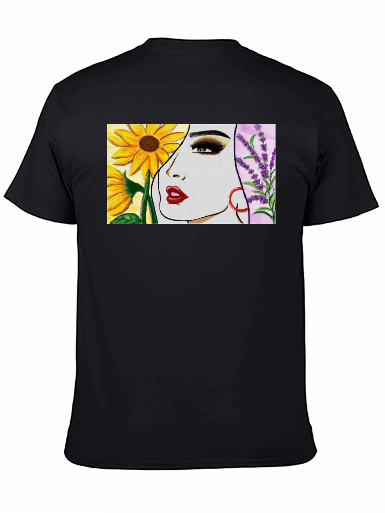 Floral Portrait T-Shirt - Artistic Design
