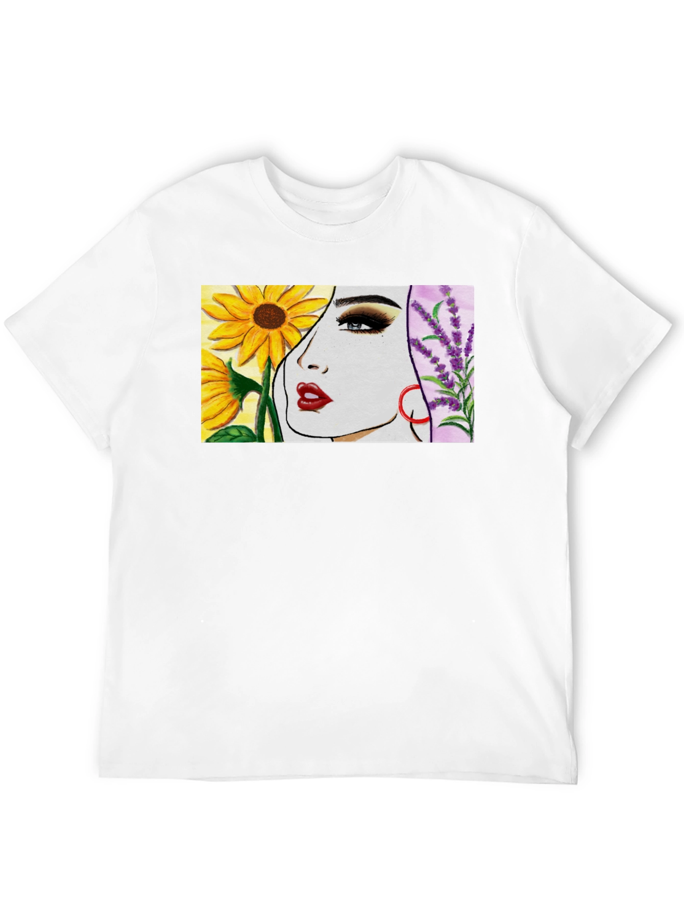 Floral Portrait T-Shirt - Artistic Design