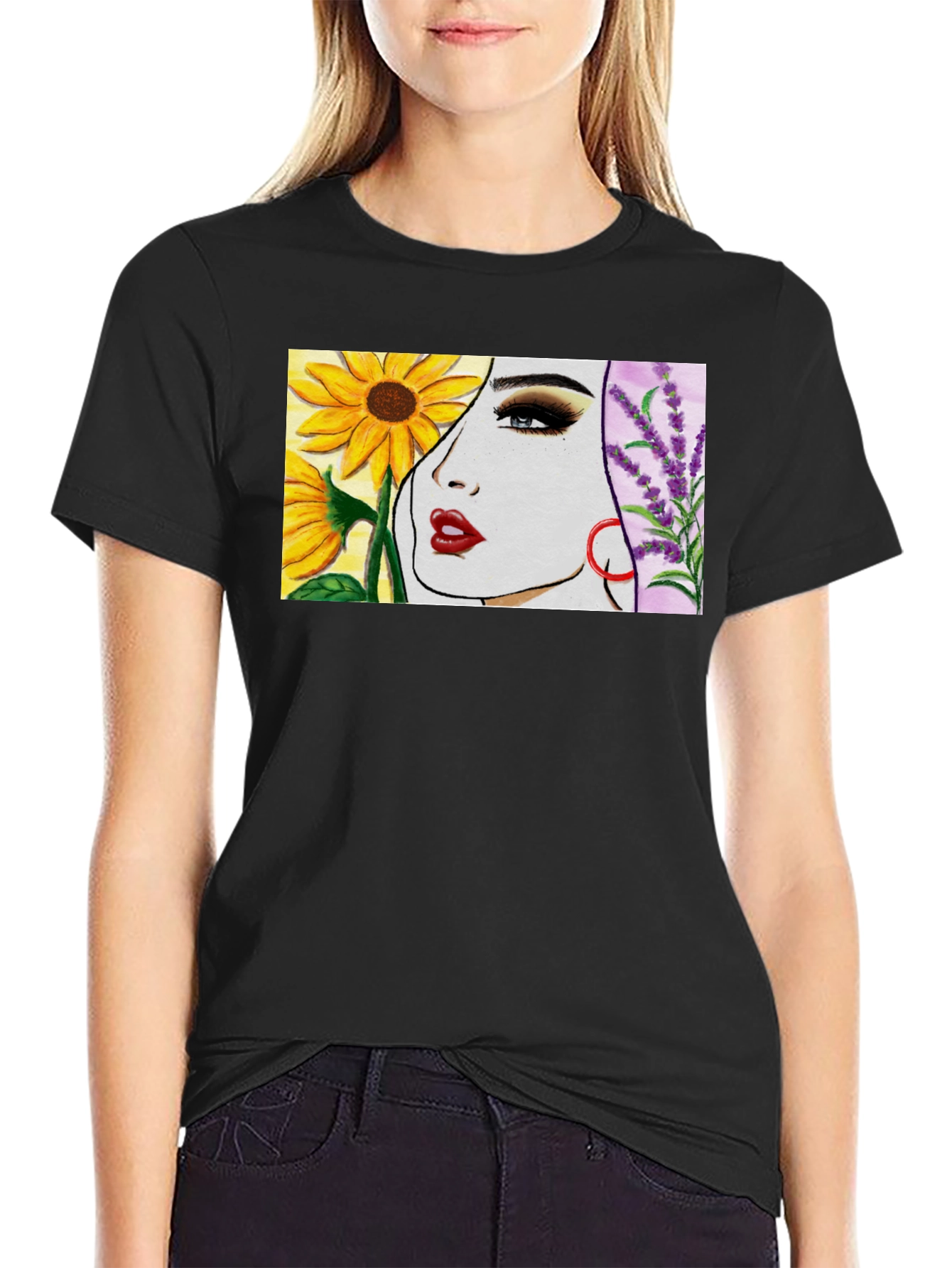 Floral Portrait T-Shirt - Artistic Design