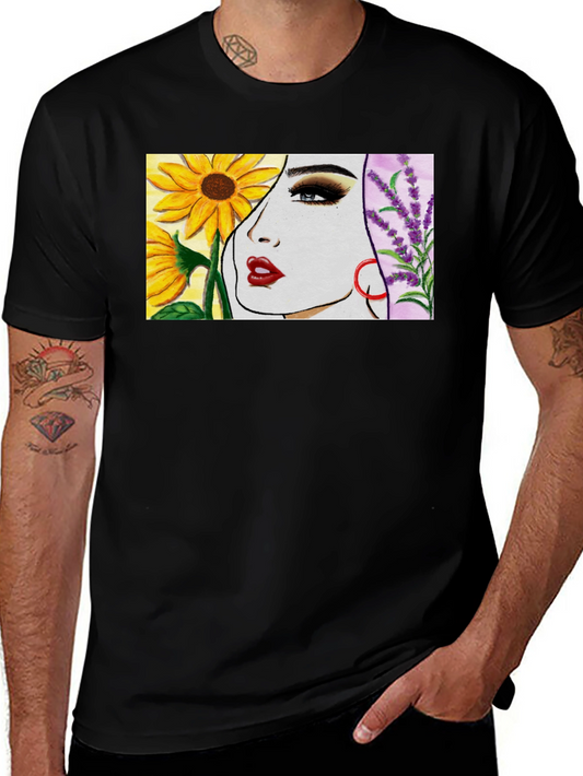 Floral Portrait T-Shirt - Artistic Design