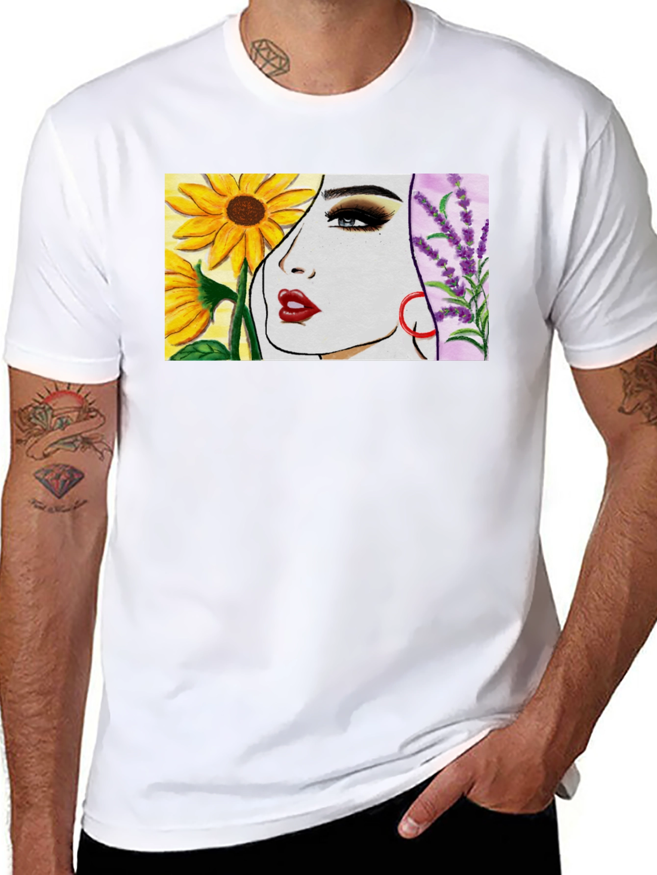 Floral Portrait T-Shirt - Artistic Design