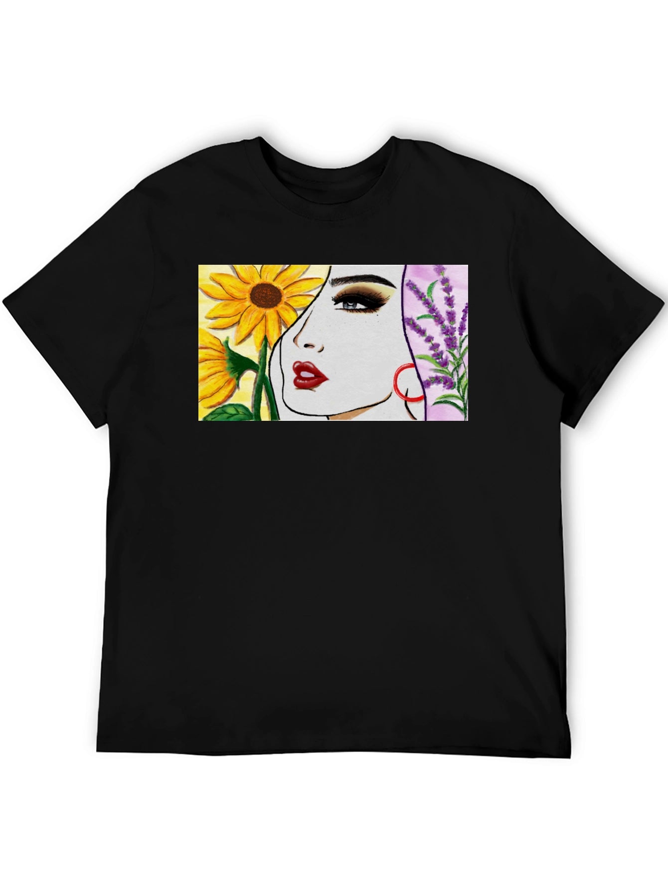 Floral Portrait T-Shirt - Artistic Design