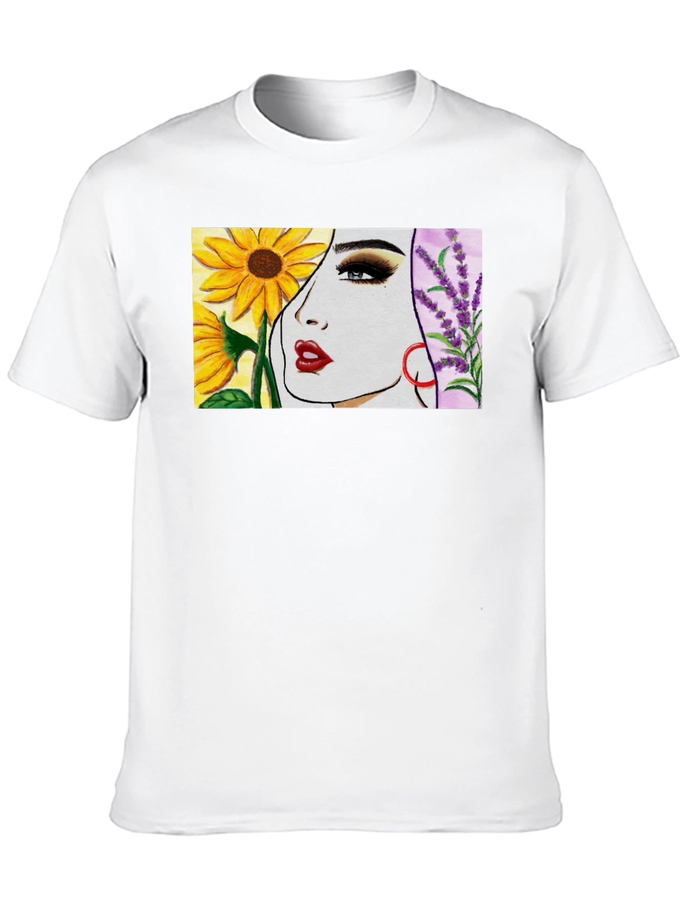 Floral Portrait T-Shirt - Artistic Design