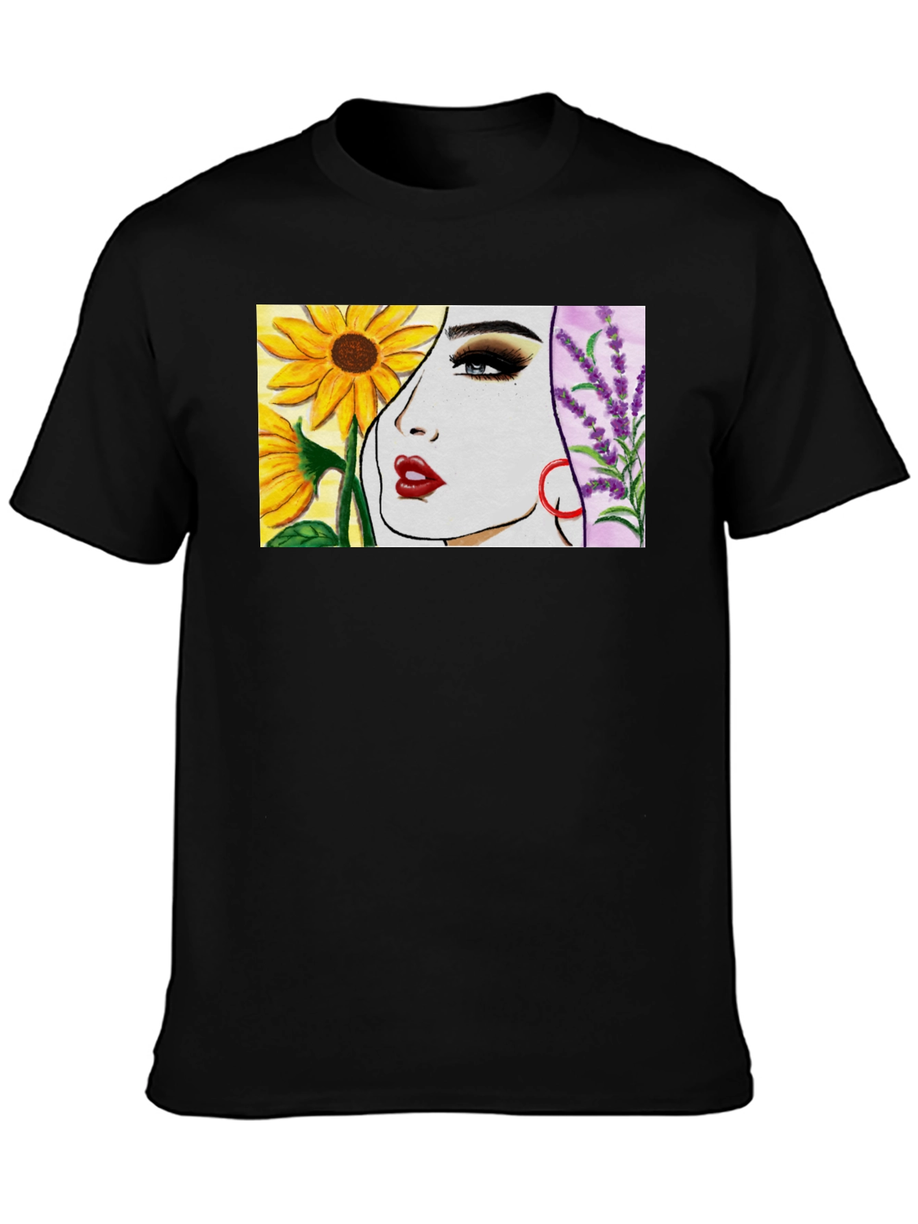 Floral Portrait T-Shirt - Artistic Design