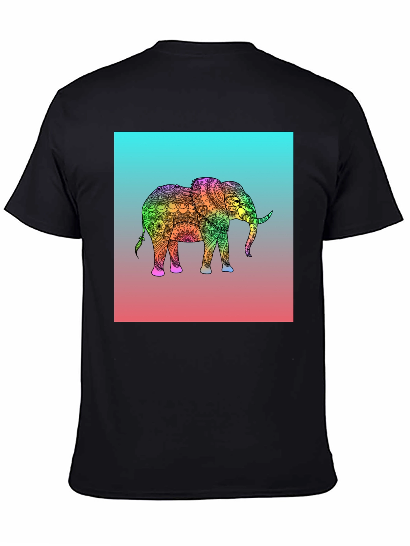 Elephant Mandala Graphic Tee - Black Cotton T-Shirt