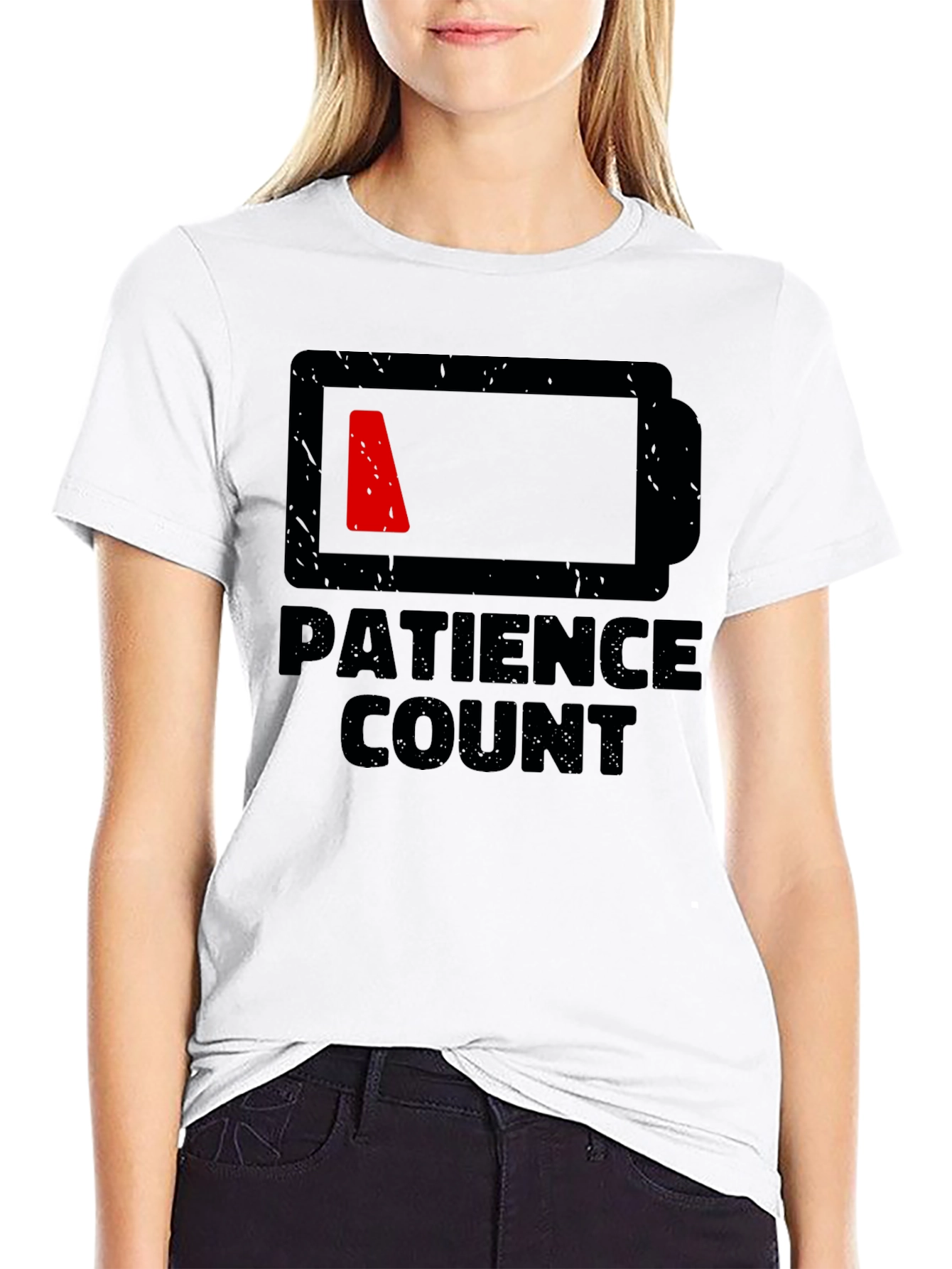 Patience Count Low Battery Graphic Tee - Black