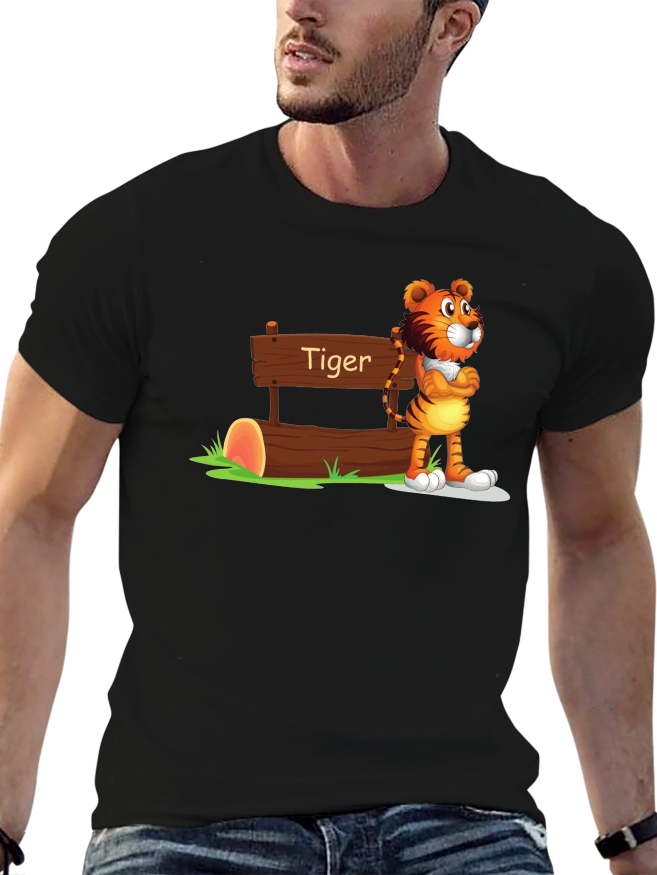Cartoon Tiger Graphic T-Shirt