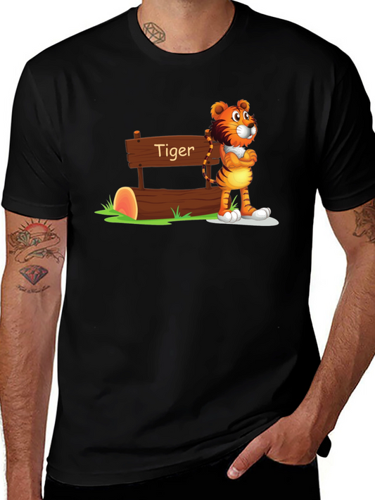 Cartoon Tiger Graphic T-Shirt