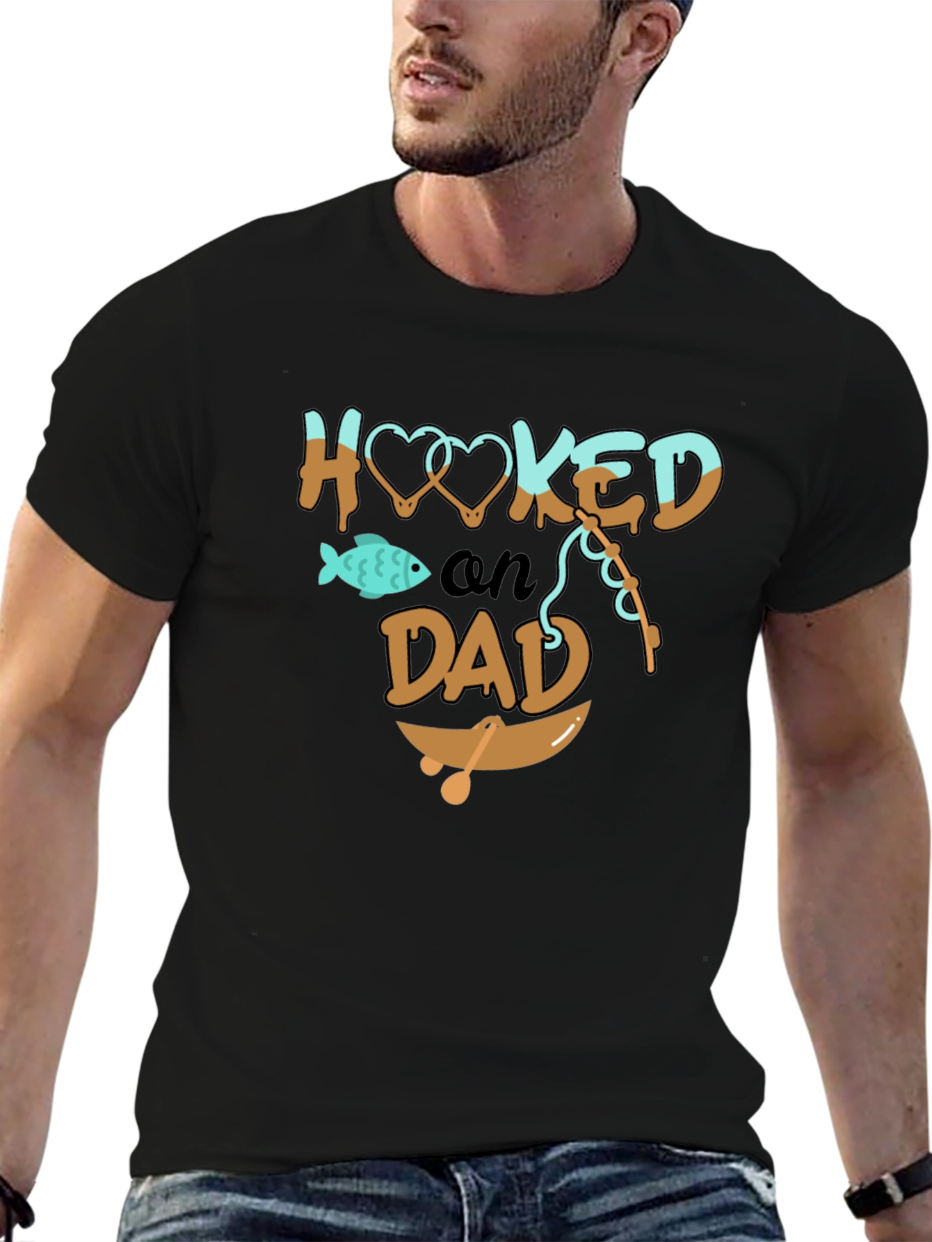 Hooked on Dad Graphic T-Shirt
