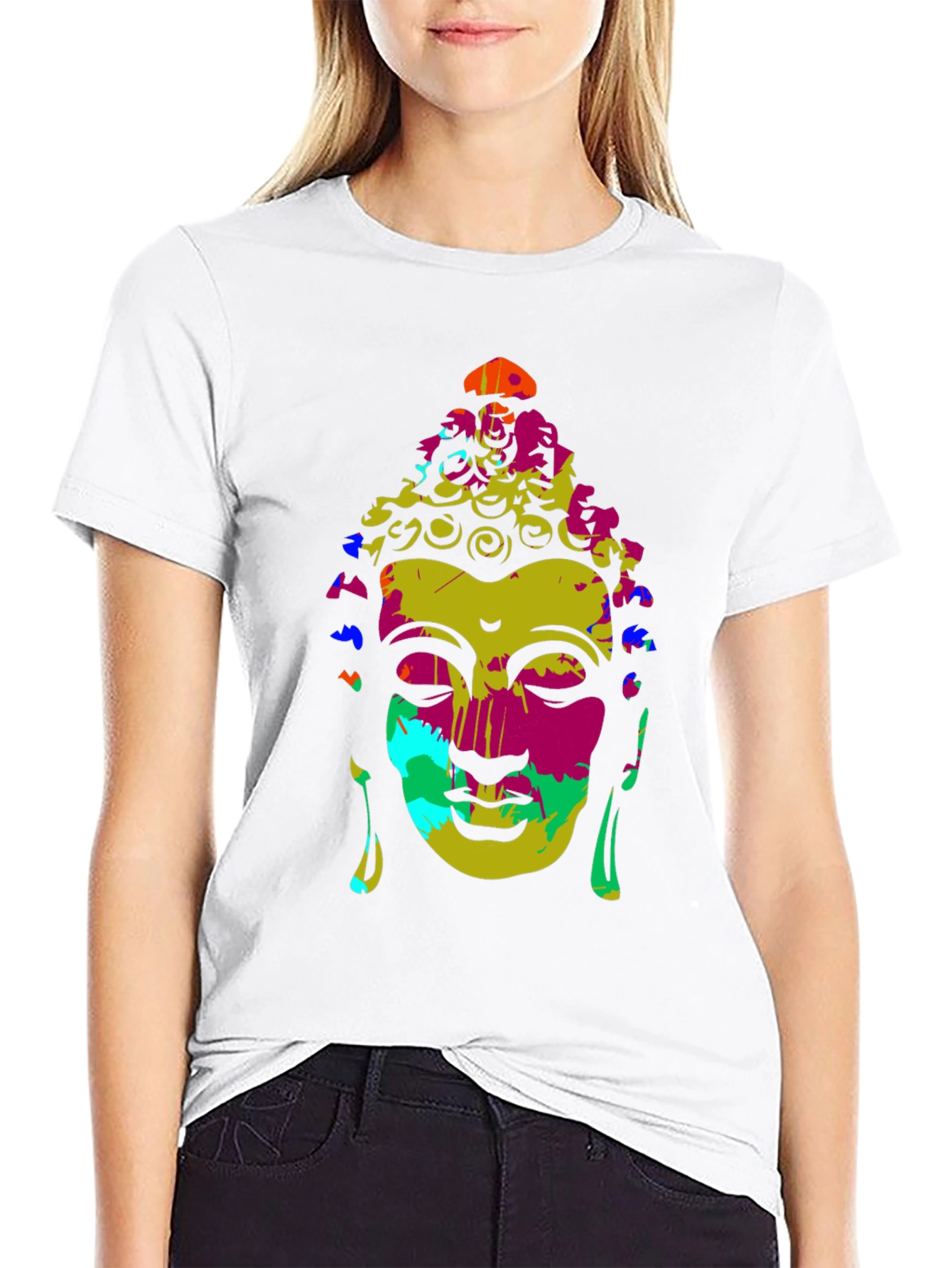 Colorful Buddha Graphic T-Shirt