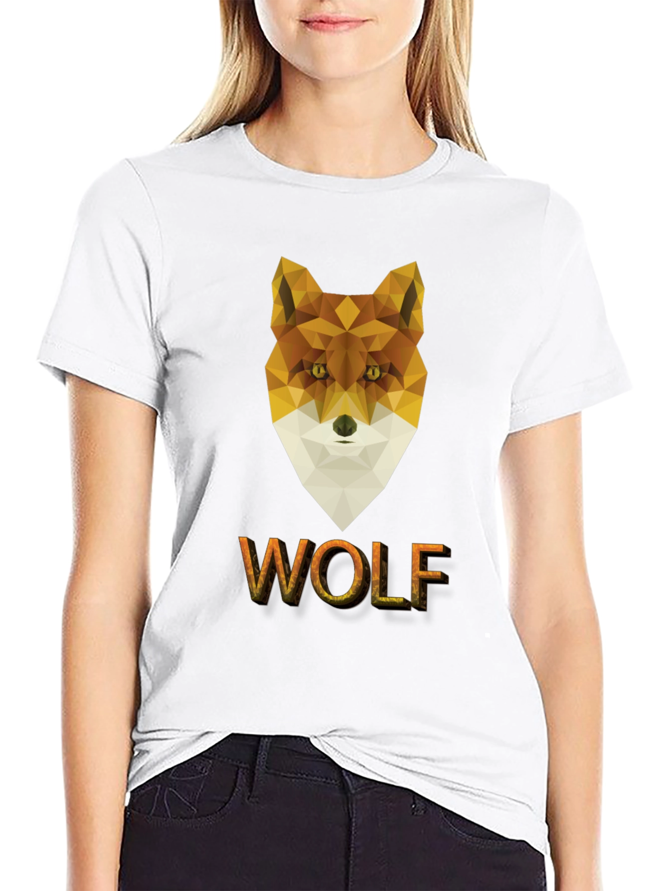 Geometric Wolf Graphic Tee - Modern Animal Print Shirt
