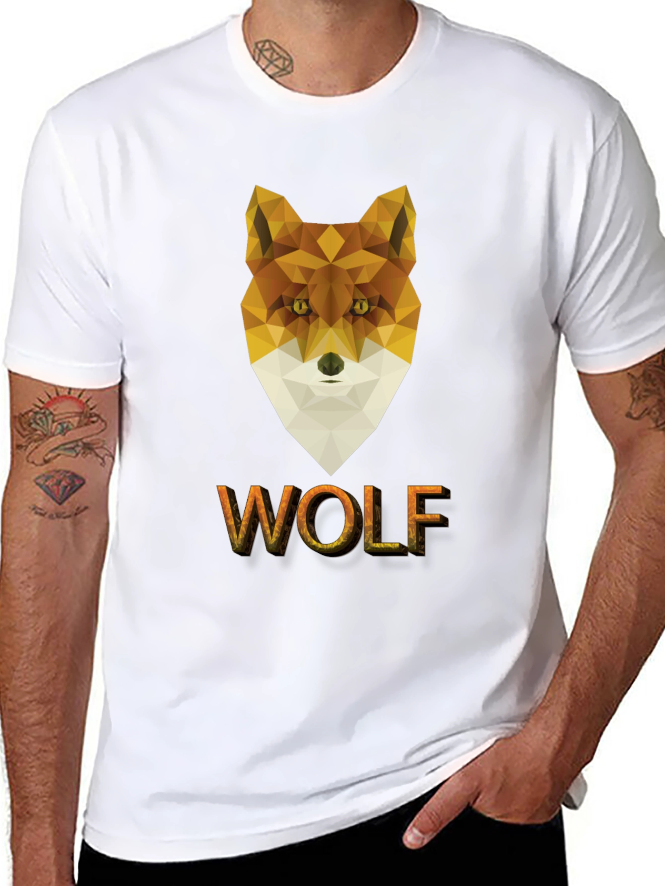 Geometric Wolf Graphic Tee - Modern Animal Print Shirt