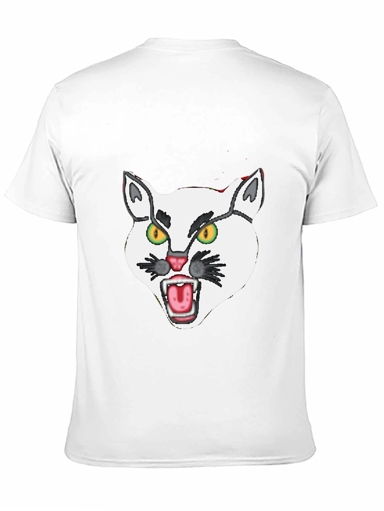 Mens Black T-Shirt with White Angry Cat Graphic