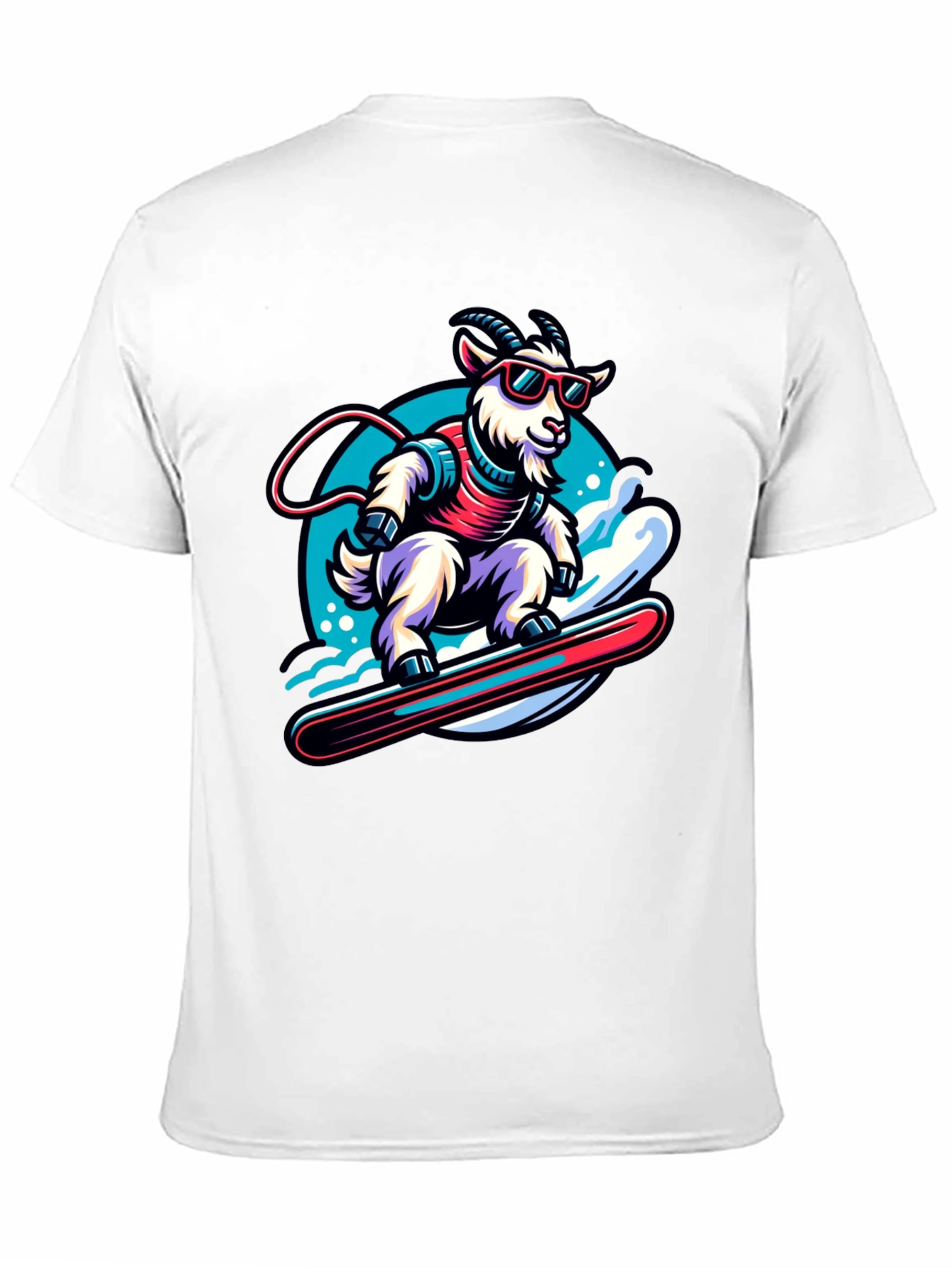 Goat Snowboarding T-Shirt - Cool Cartoon Graphic Tee