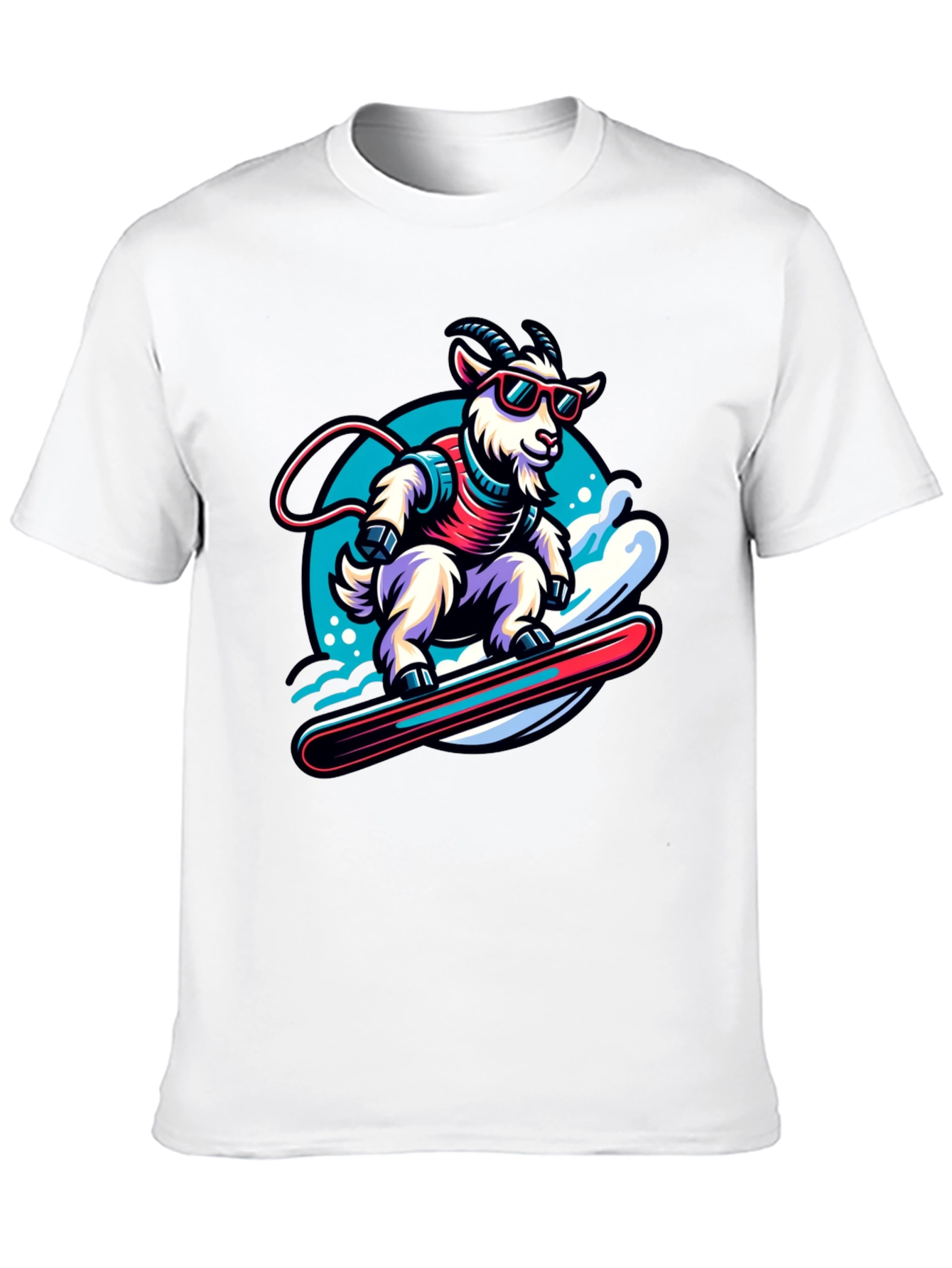 Goat Snowboarding T-Shirt - Cool Cartoon Graphic Tee