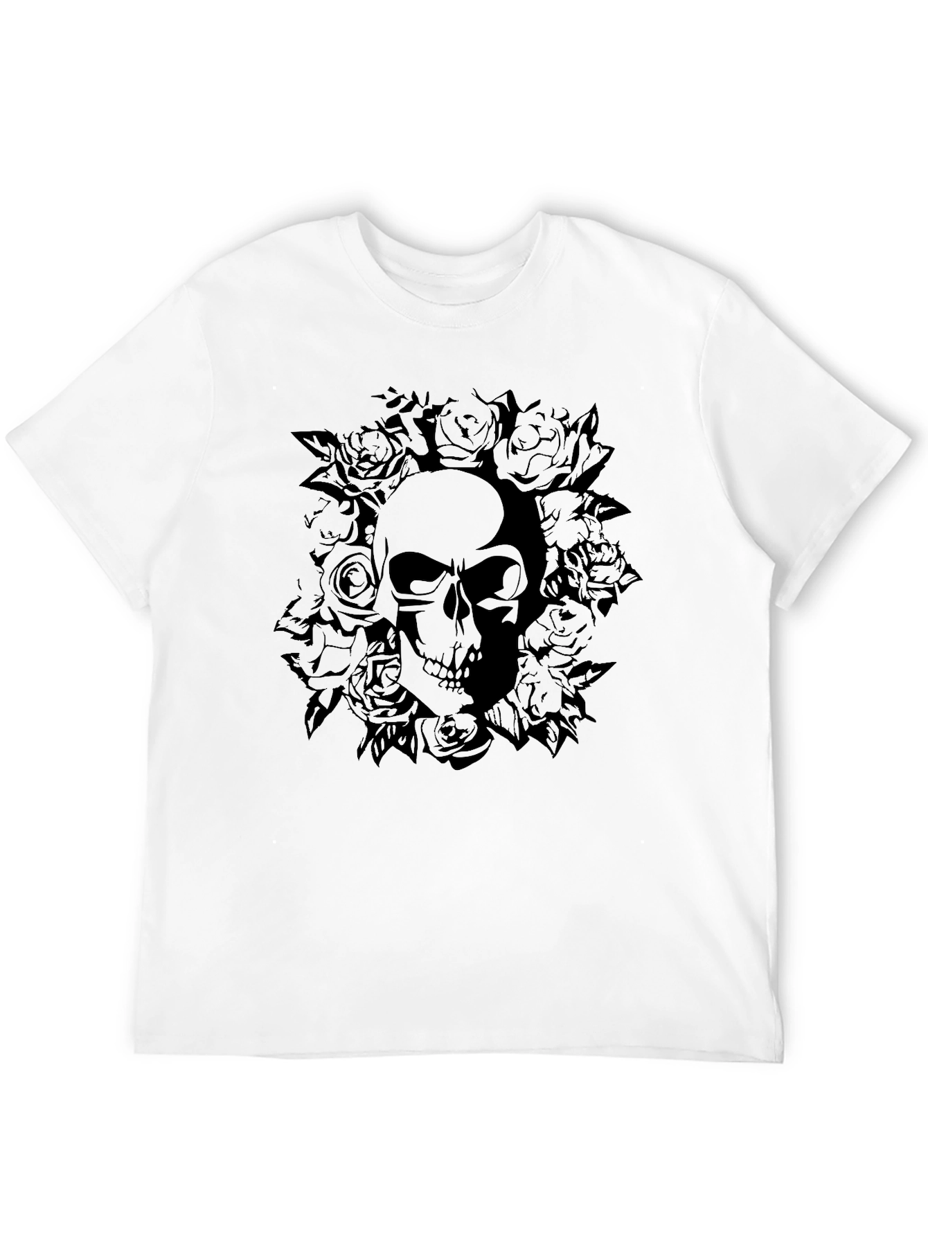 Skull and Roses Graphic T-Shirt - Dark Aesthetic