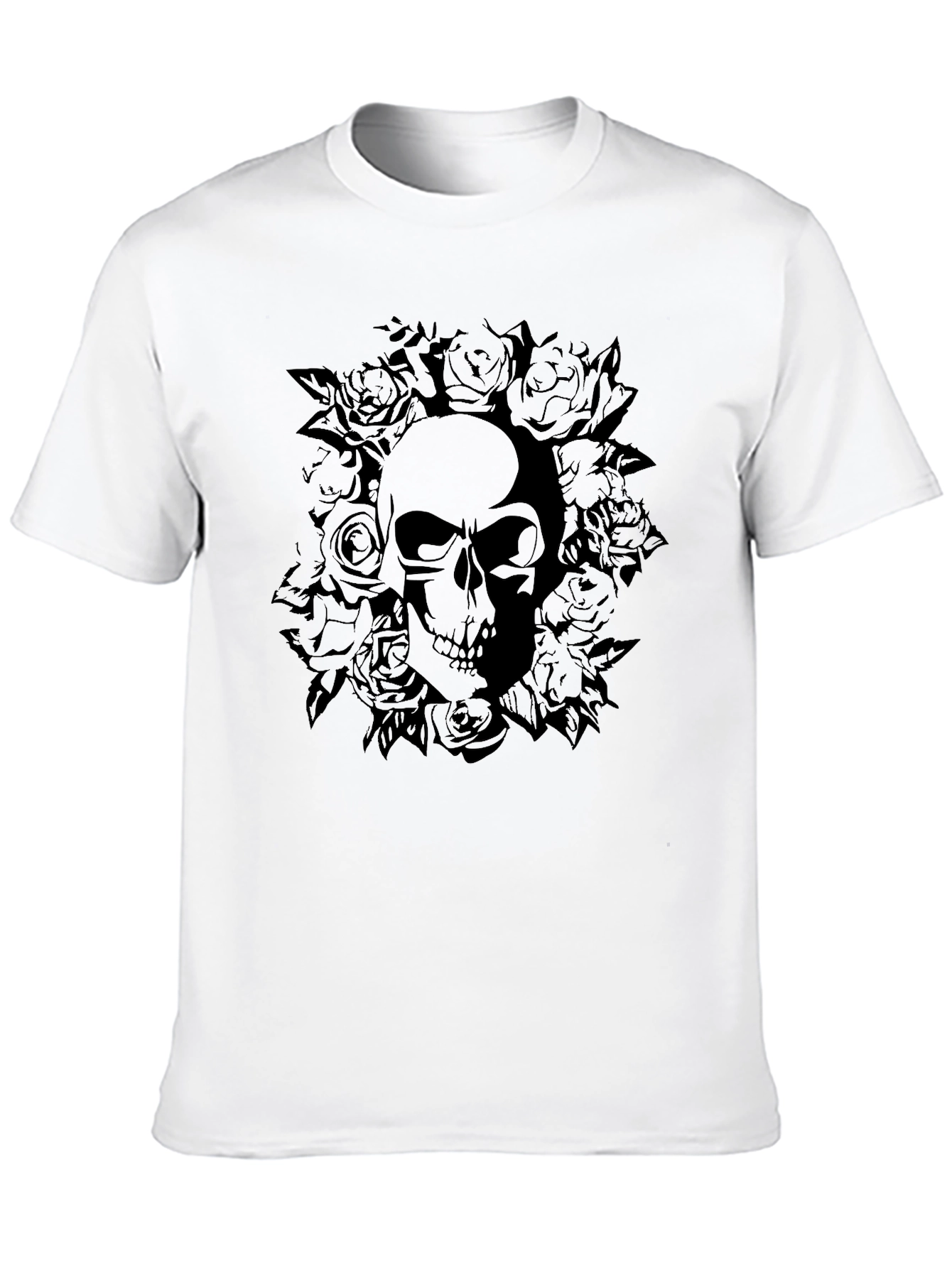 Skull and Roses Graphic T-Shirt - Dark Aesthetic